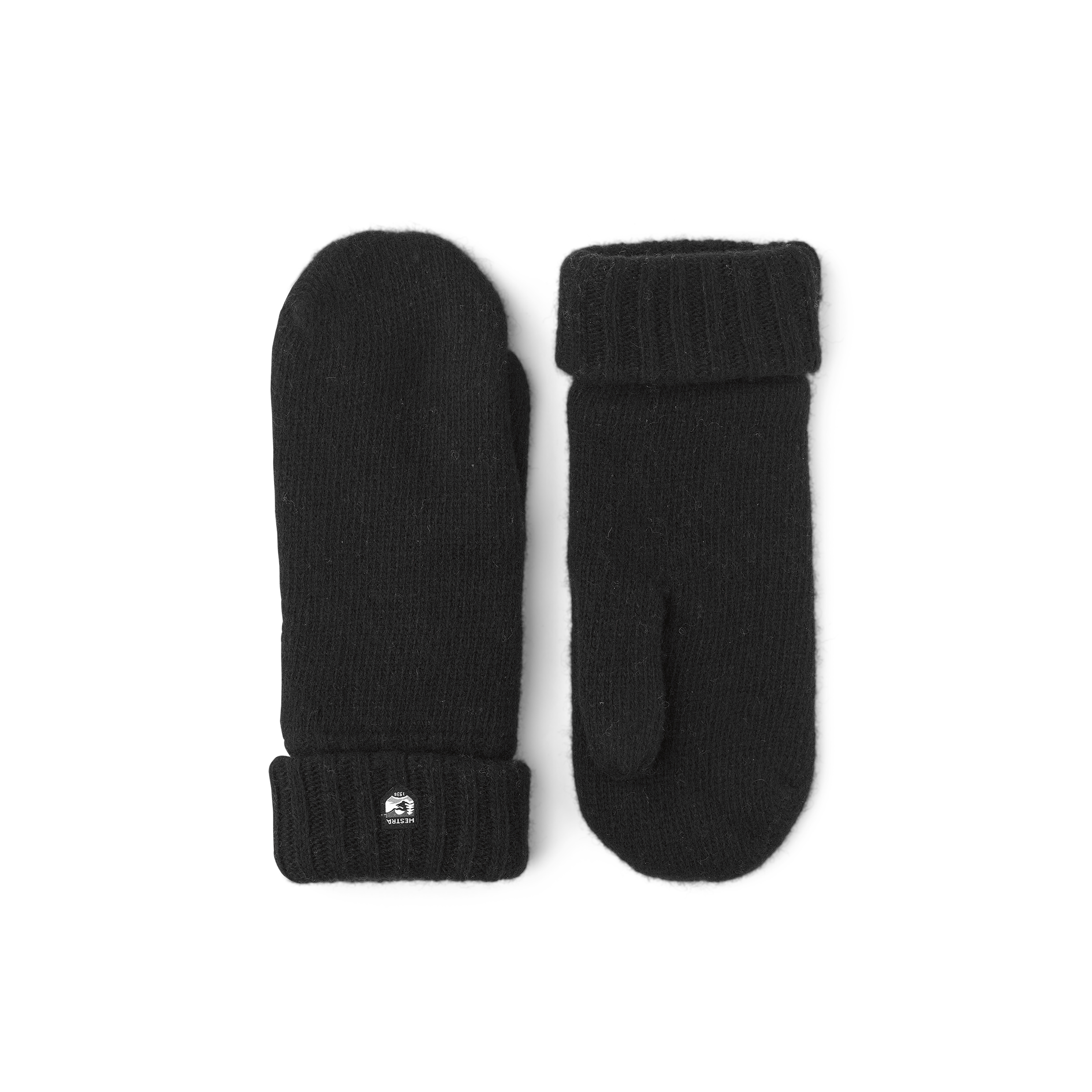 Black knitted mitten in wool and cashmere mix