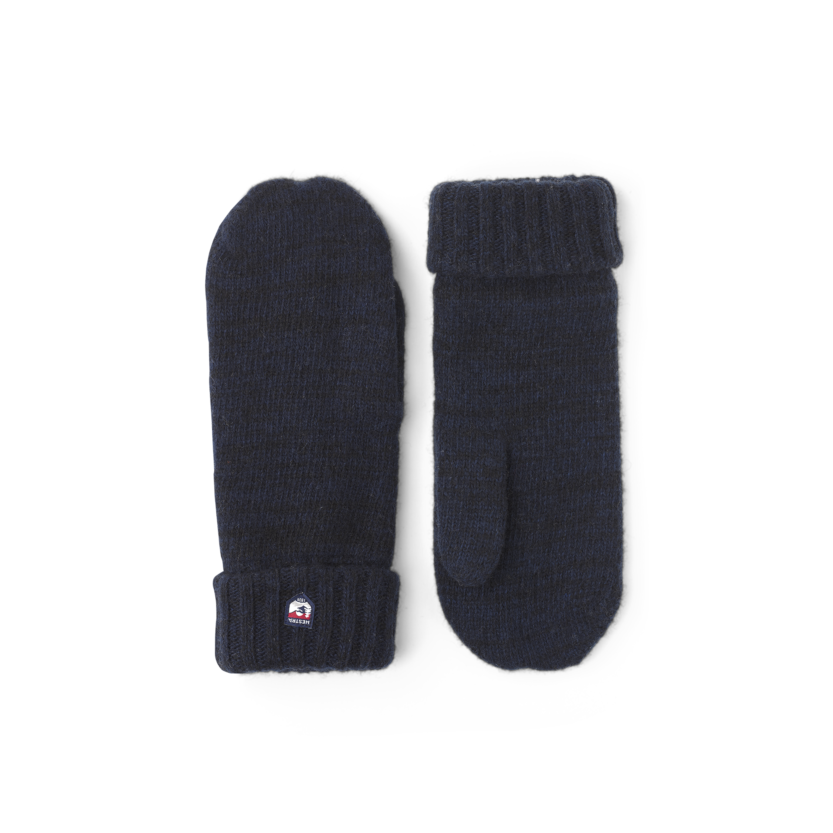 Dark blue knitted mitten in wool and cashmere mix