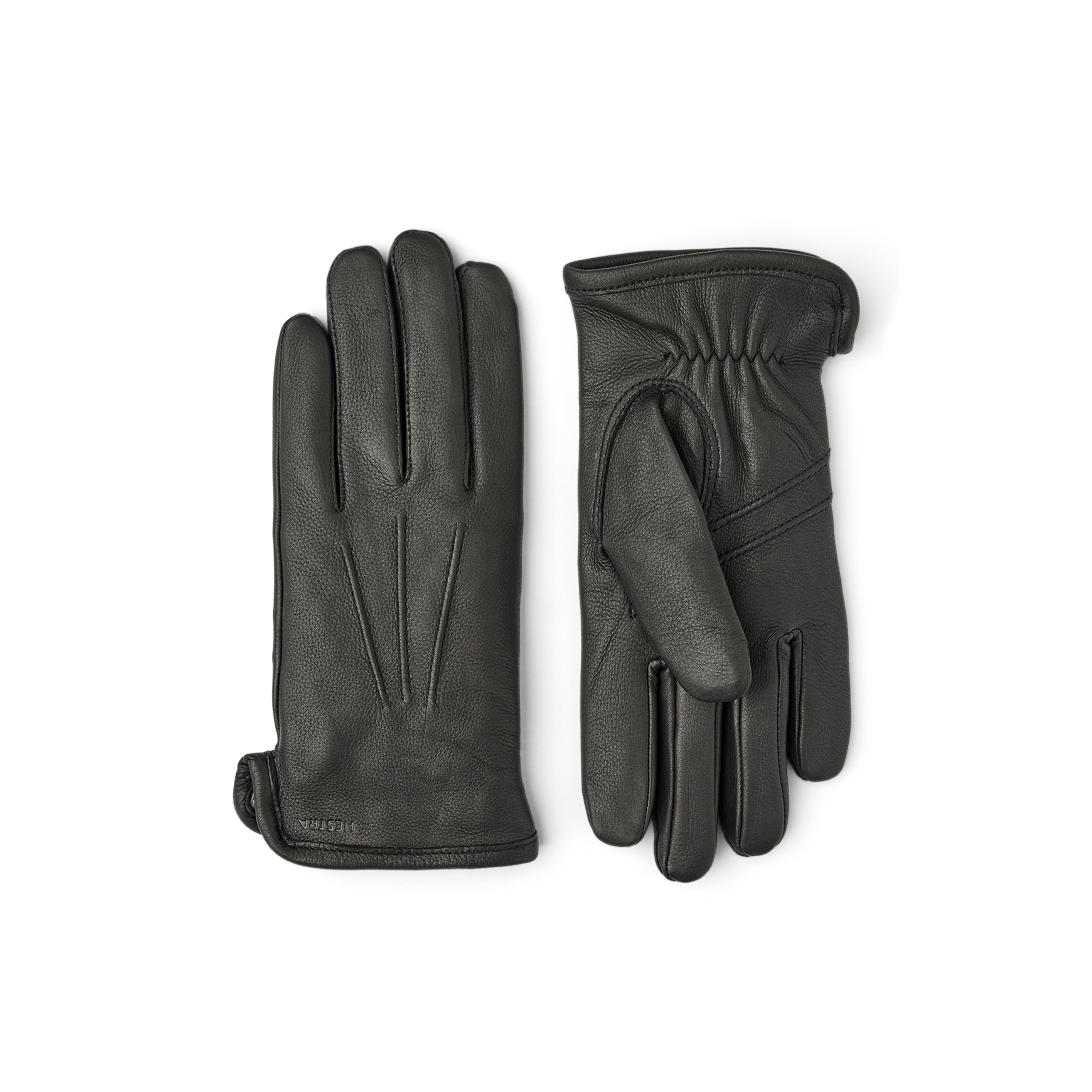 Black machine-sewn deerskin glove