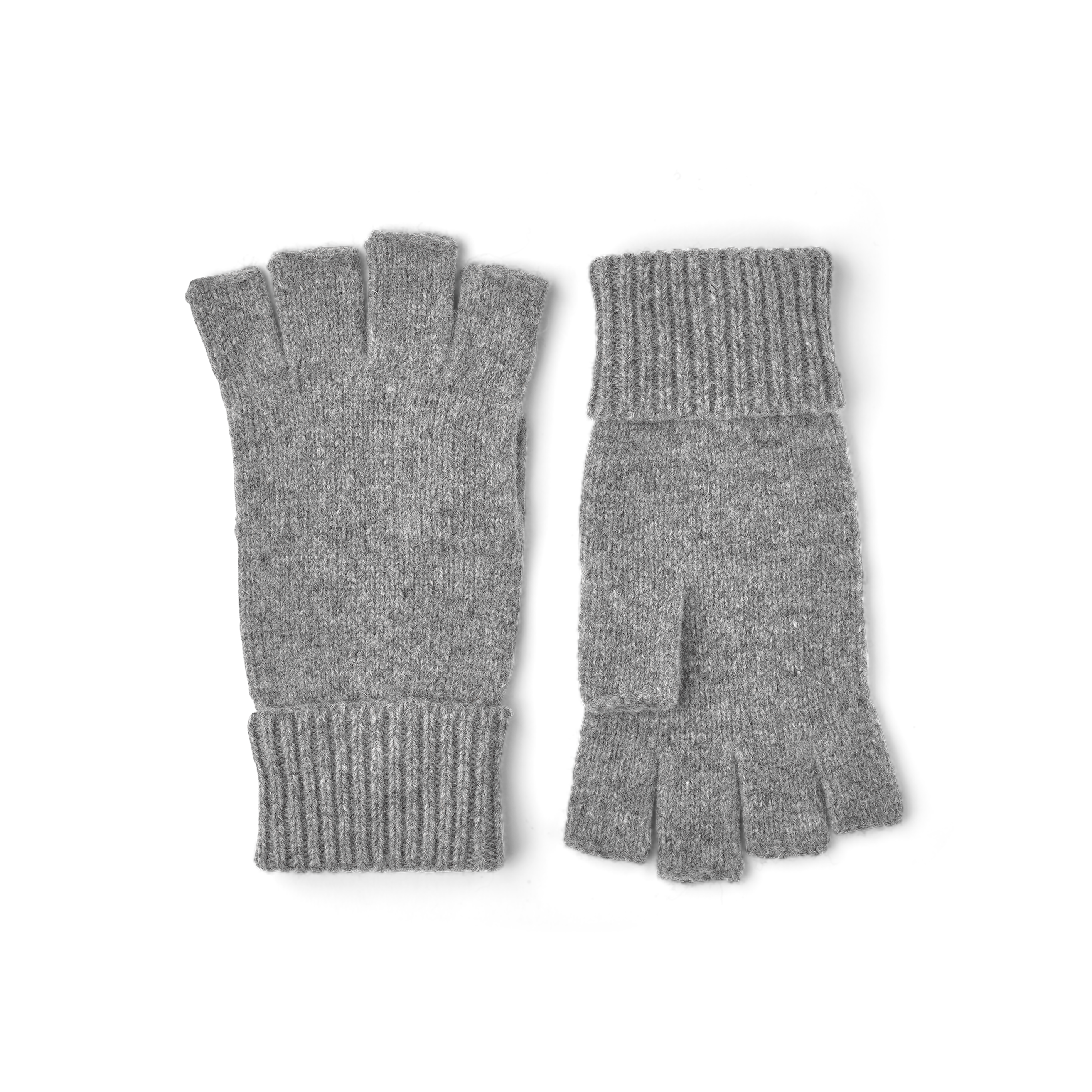 Gray knitted fingerless glove in wool blend