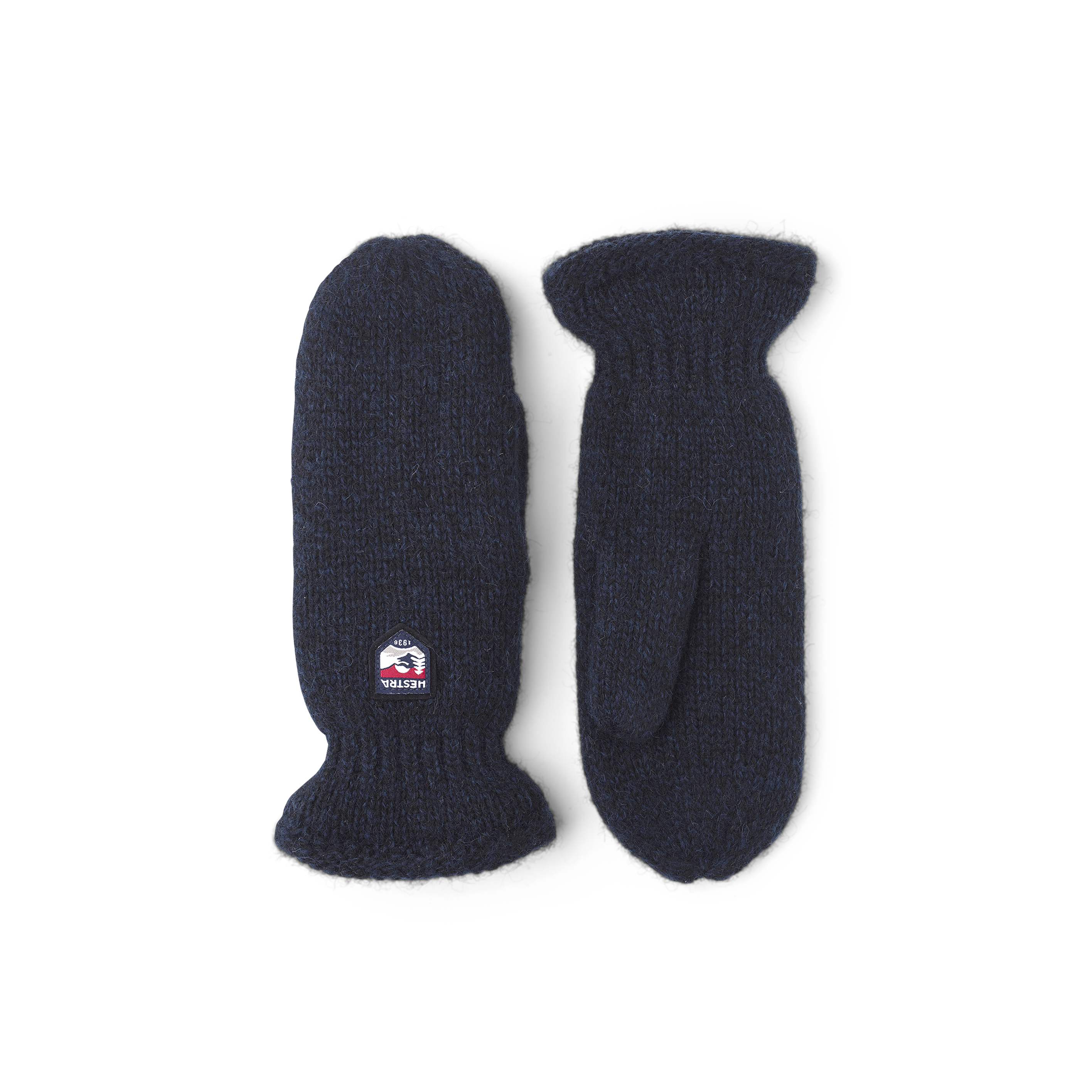 Dark blue knitted mitten in Shetland wool