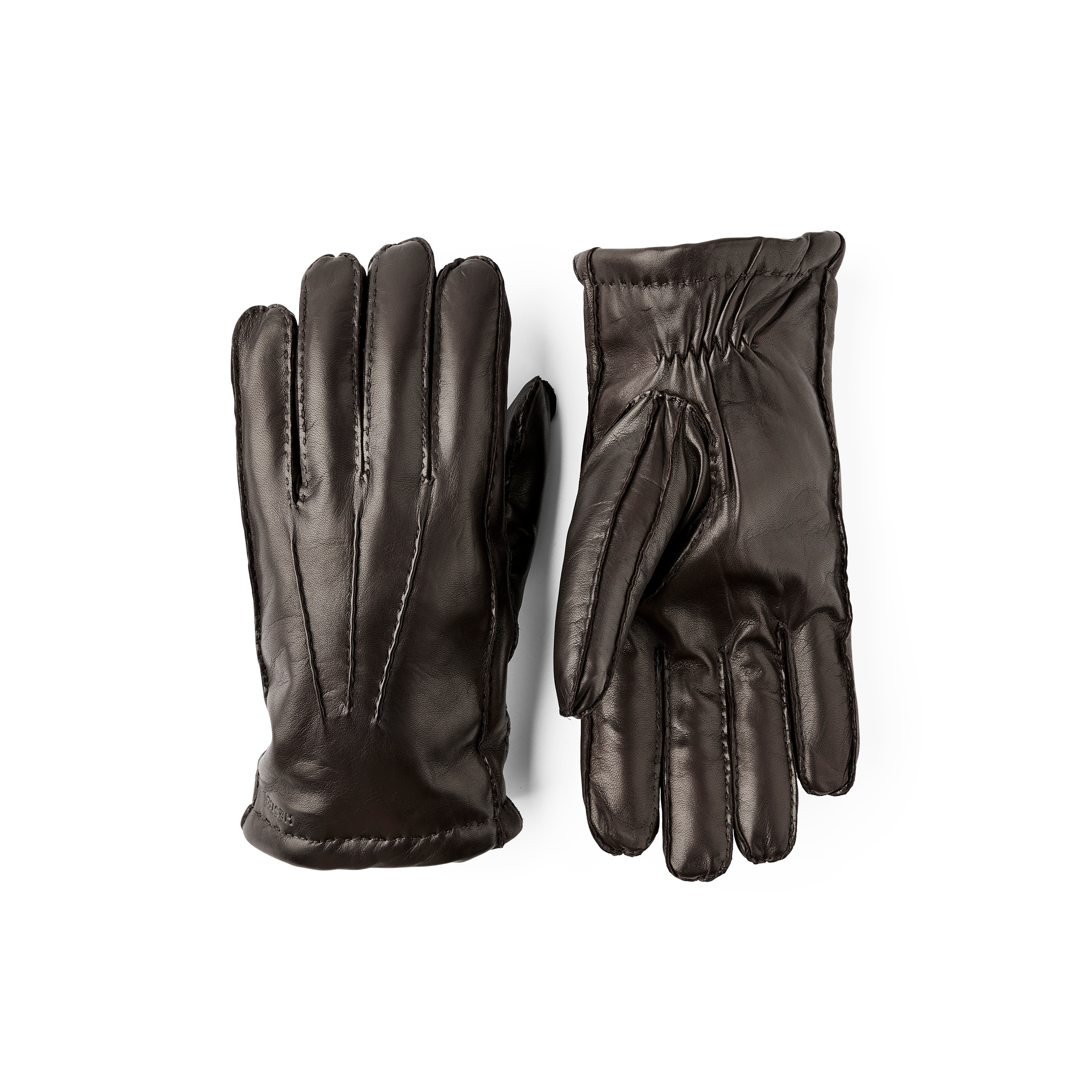 Dark brown hand-sewn hairsheep leather glove