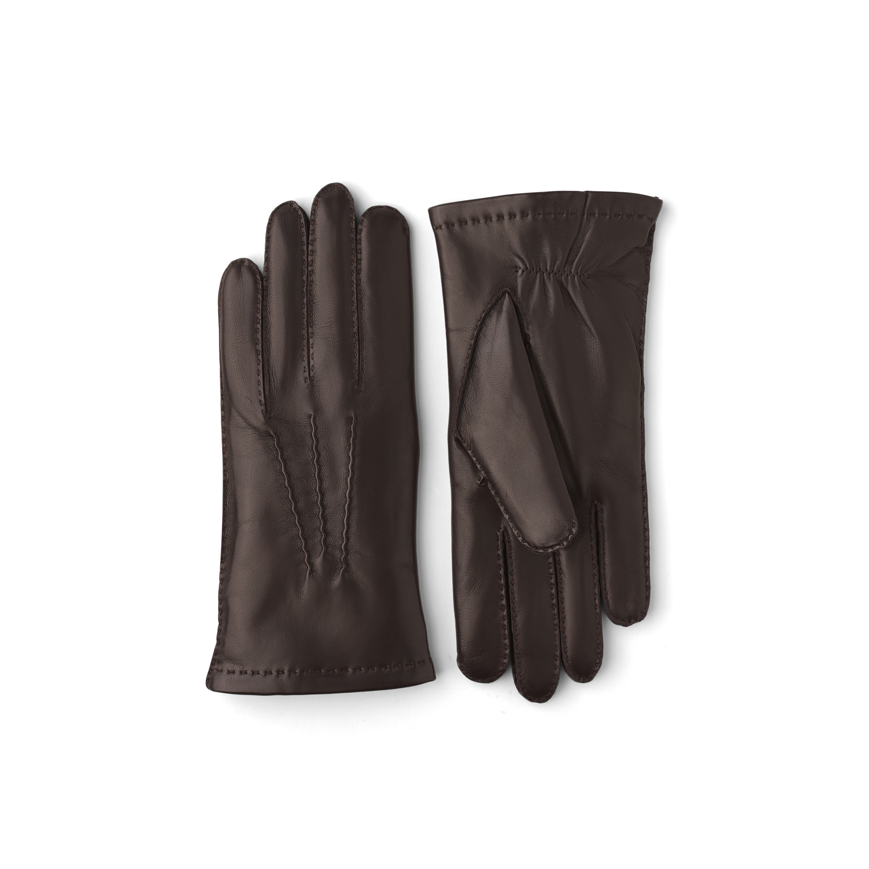 Dark brown hand-sewn hairsheep leather glove