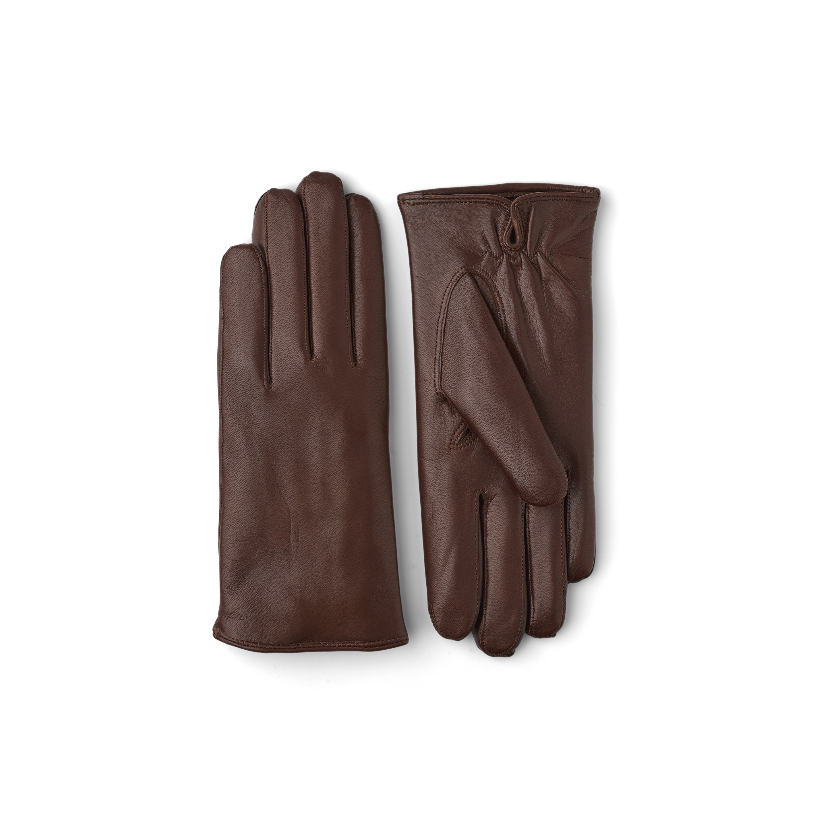 Brown machine-sewn hairsheep leather glove
