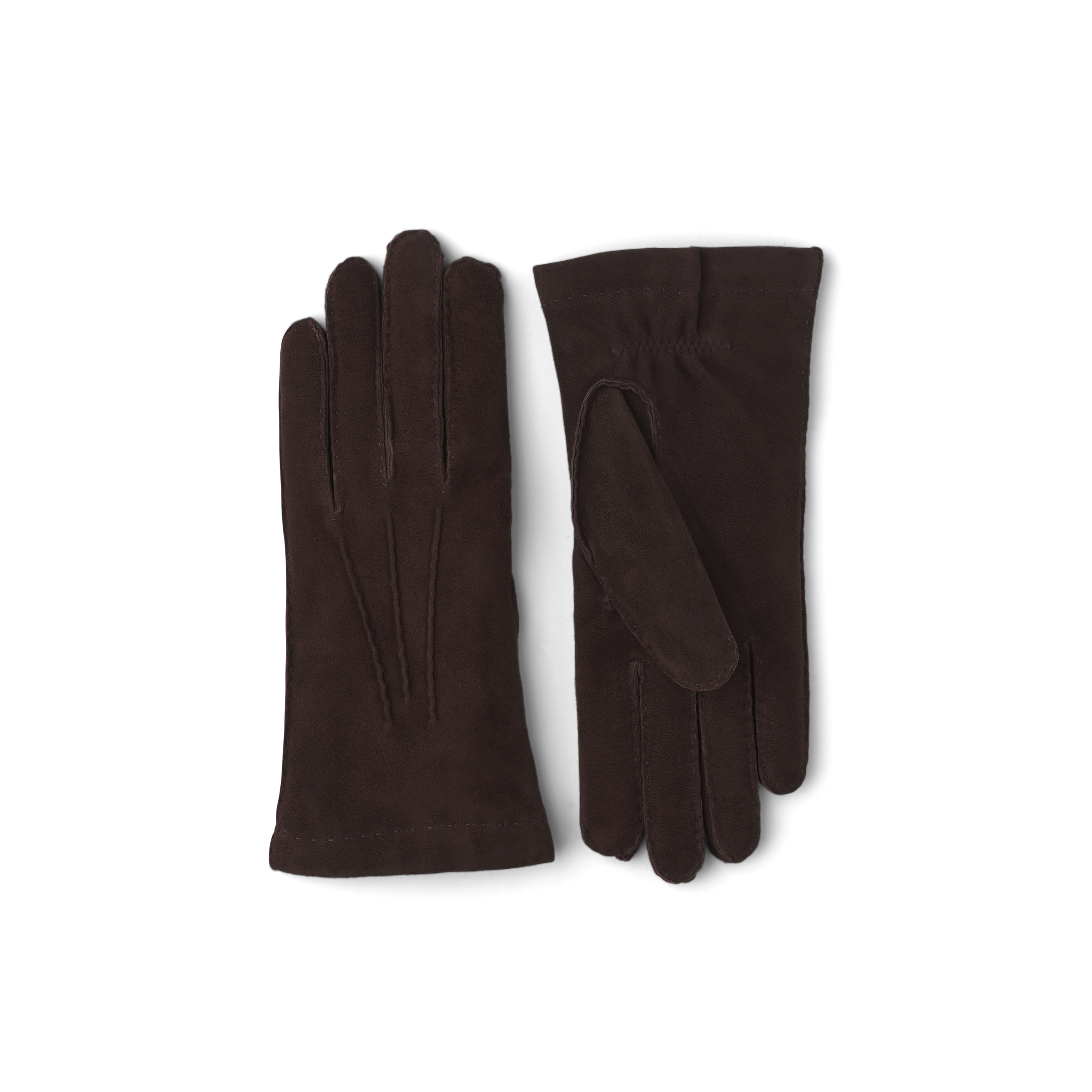 Brown hand-sewn suede glove