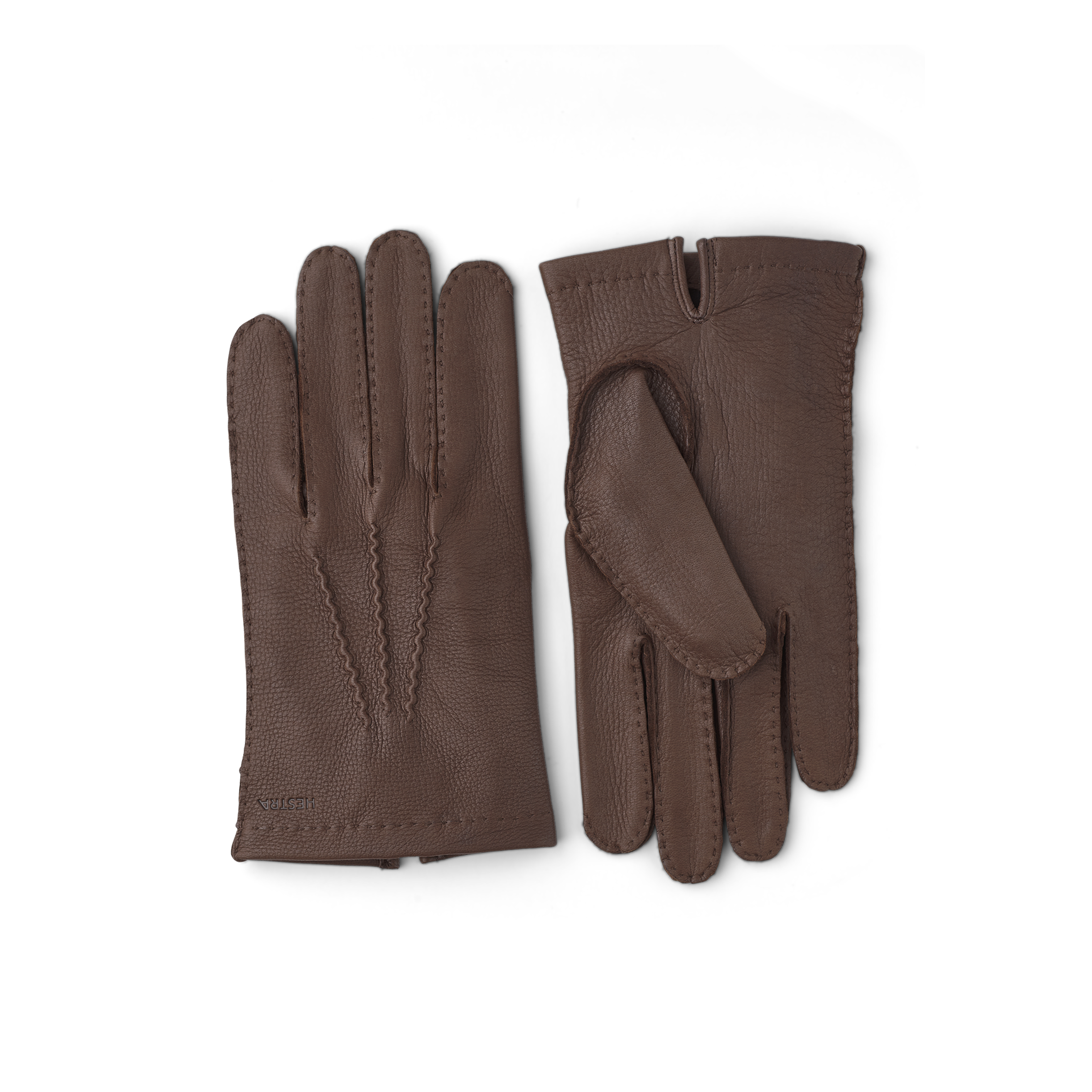 Brown hand-sewn deerskin glove