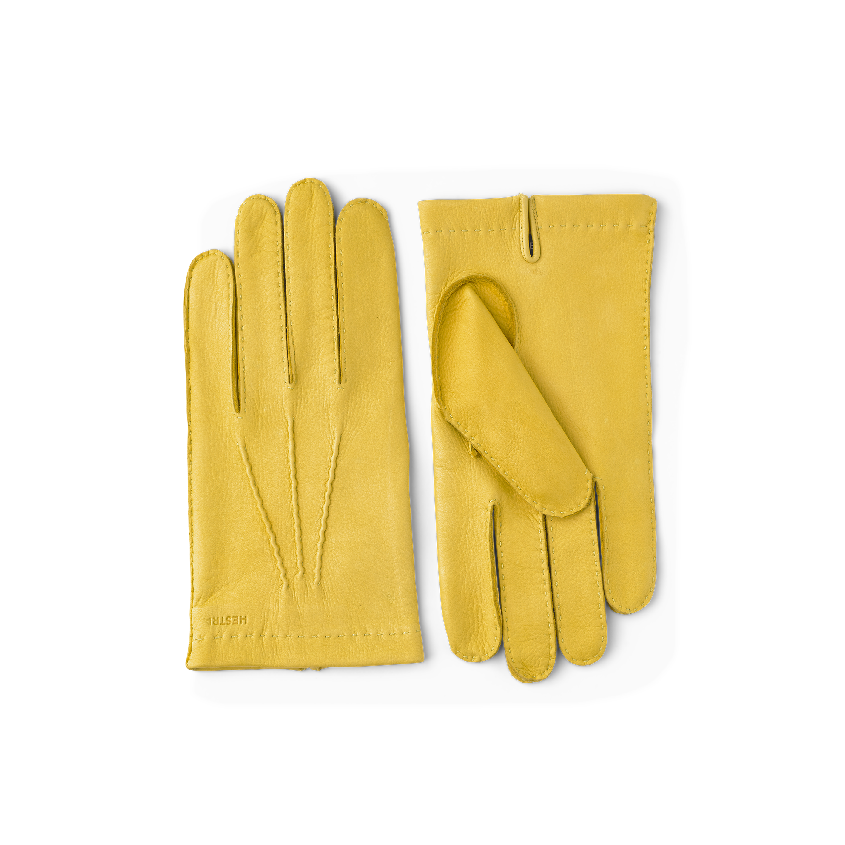Yellow hand-sewn deerskin glove