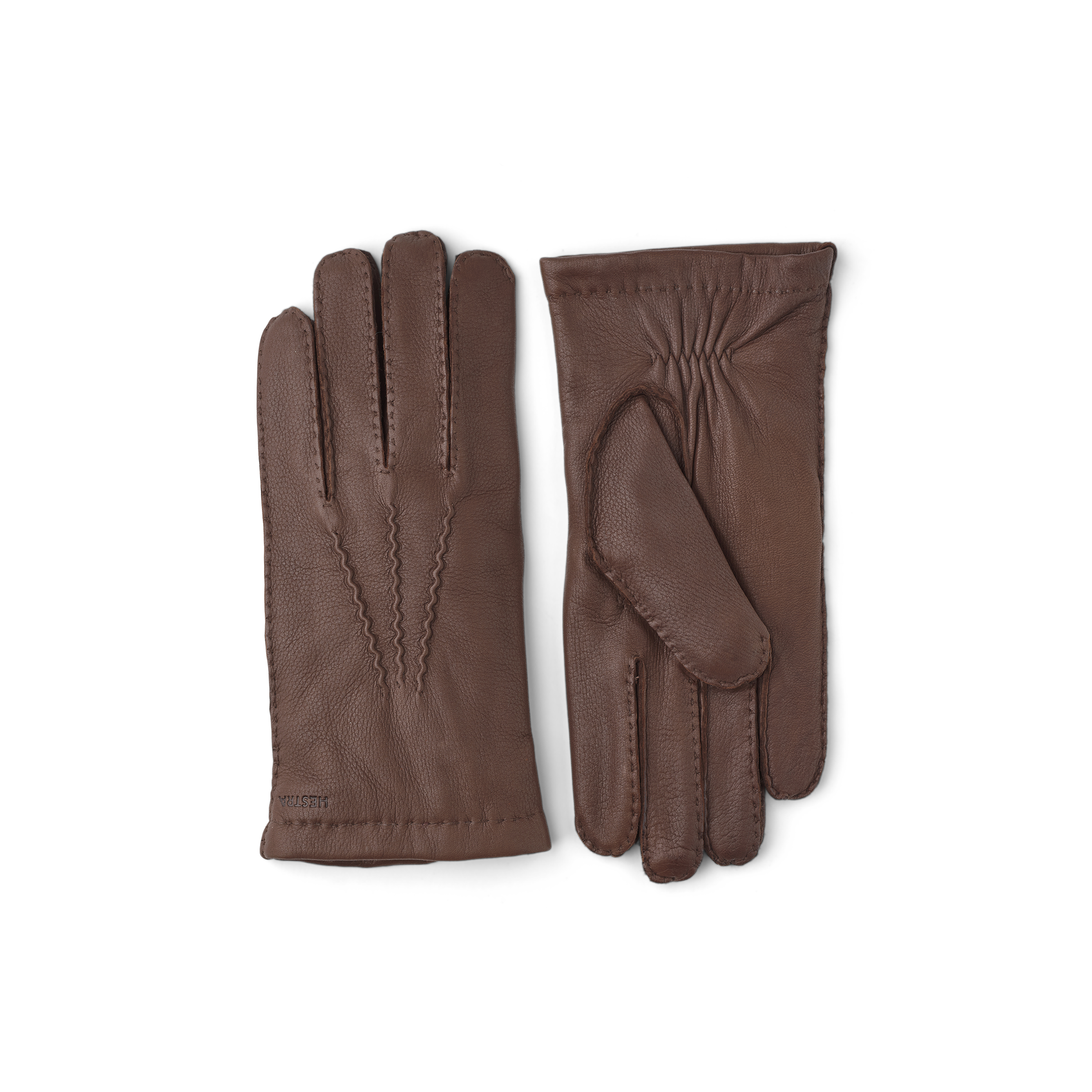 Brown hand-sewn deerskin glove