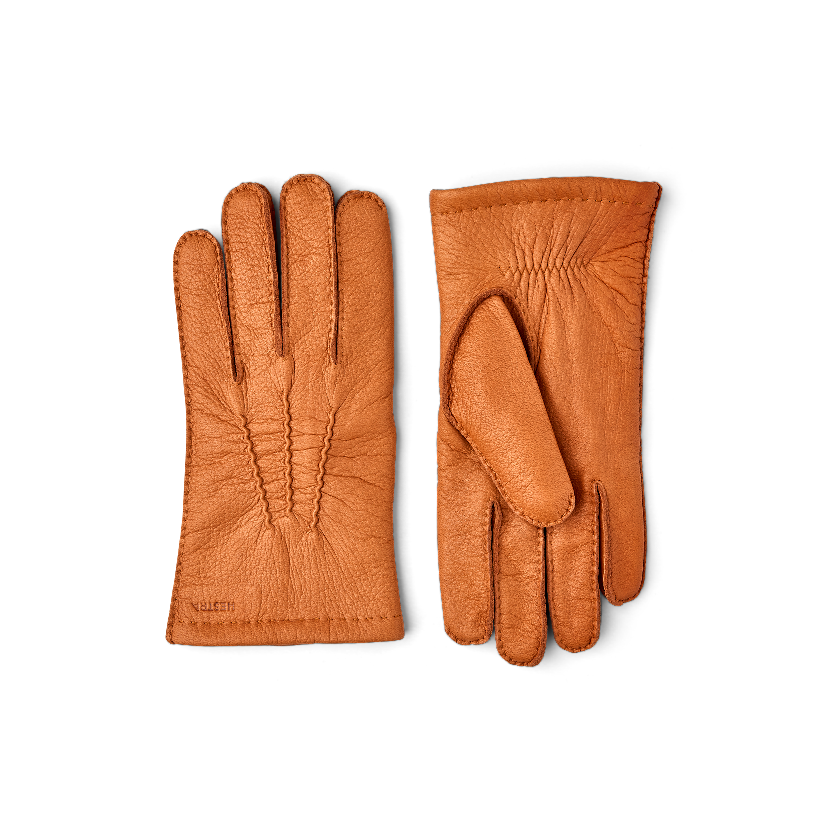 Light brown hand-sewn deerskin glove