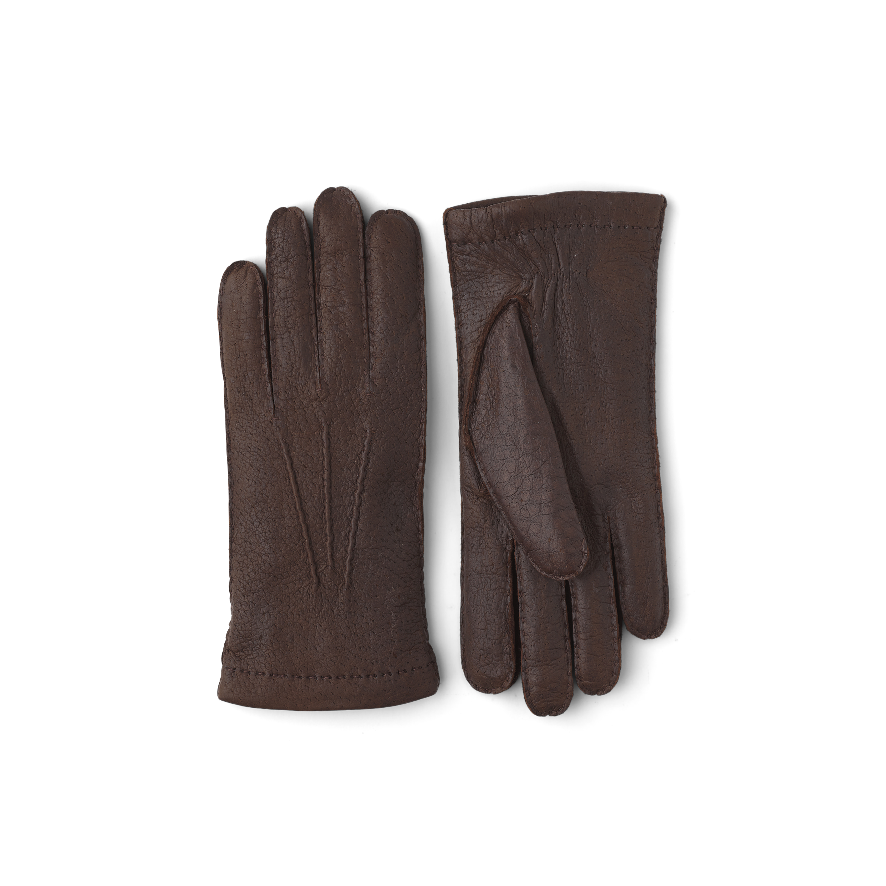 Brown hand-sewn peccary leather glove