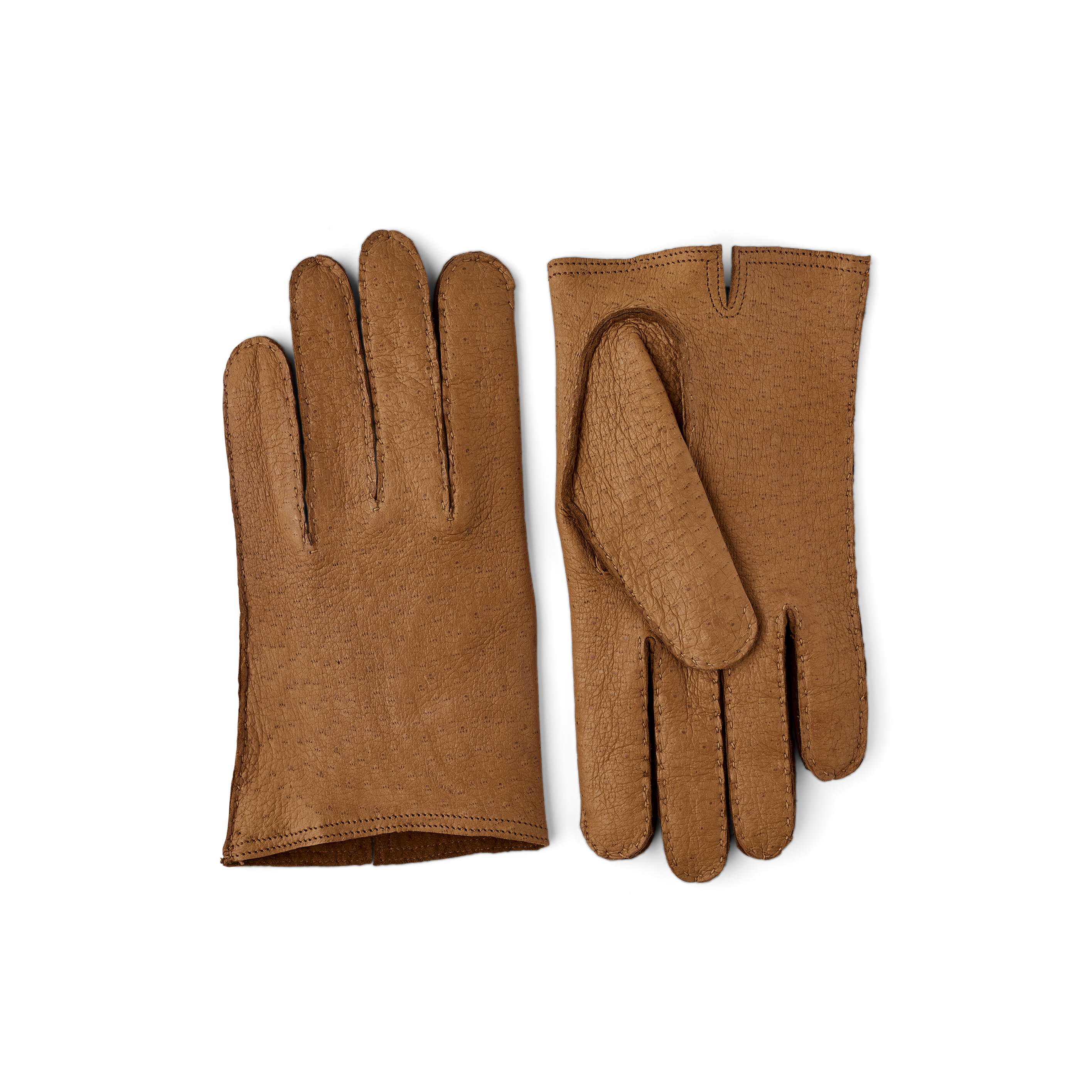Light brown hand-sewn peccary leather glove