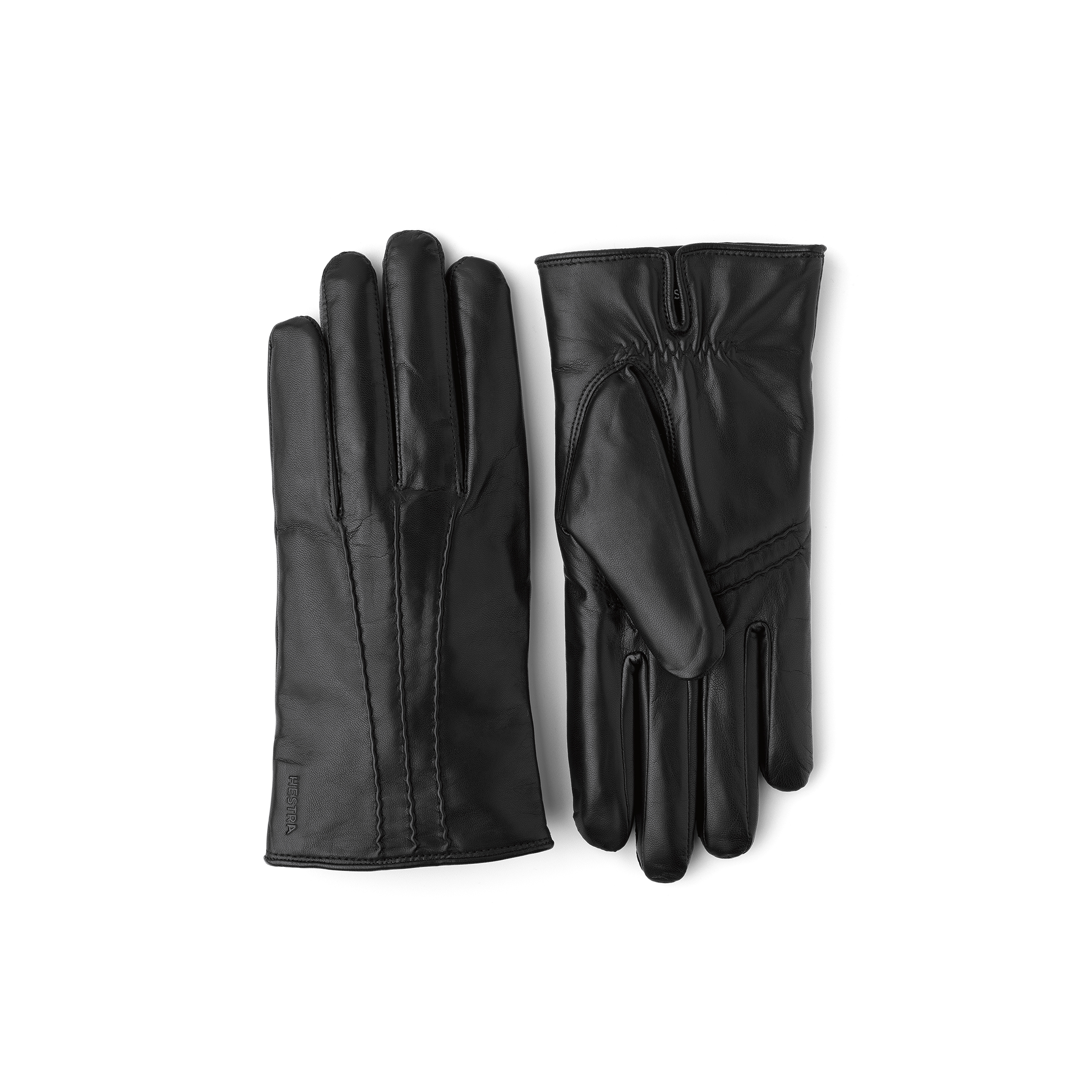 Black machine-sewn hairsheep leather glove