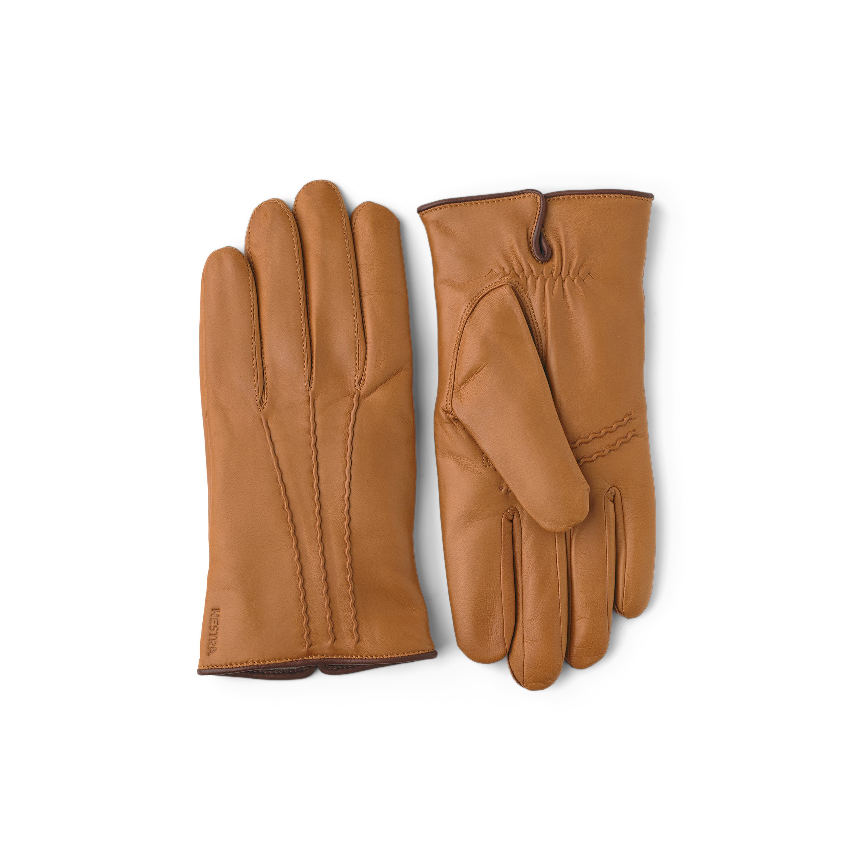 Light brownish-yellow machine-sewn hairsheep leather glove