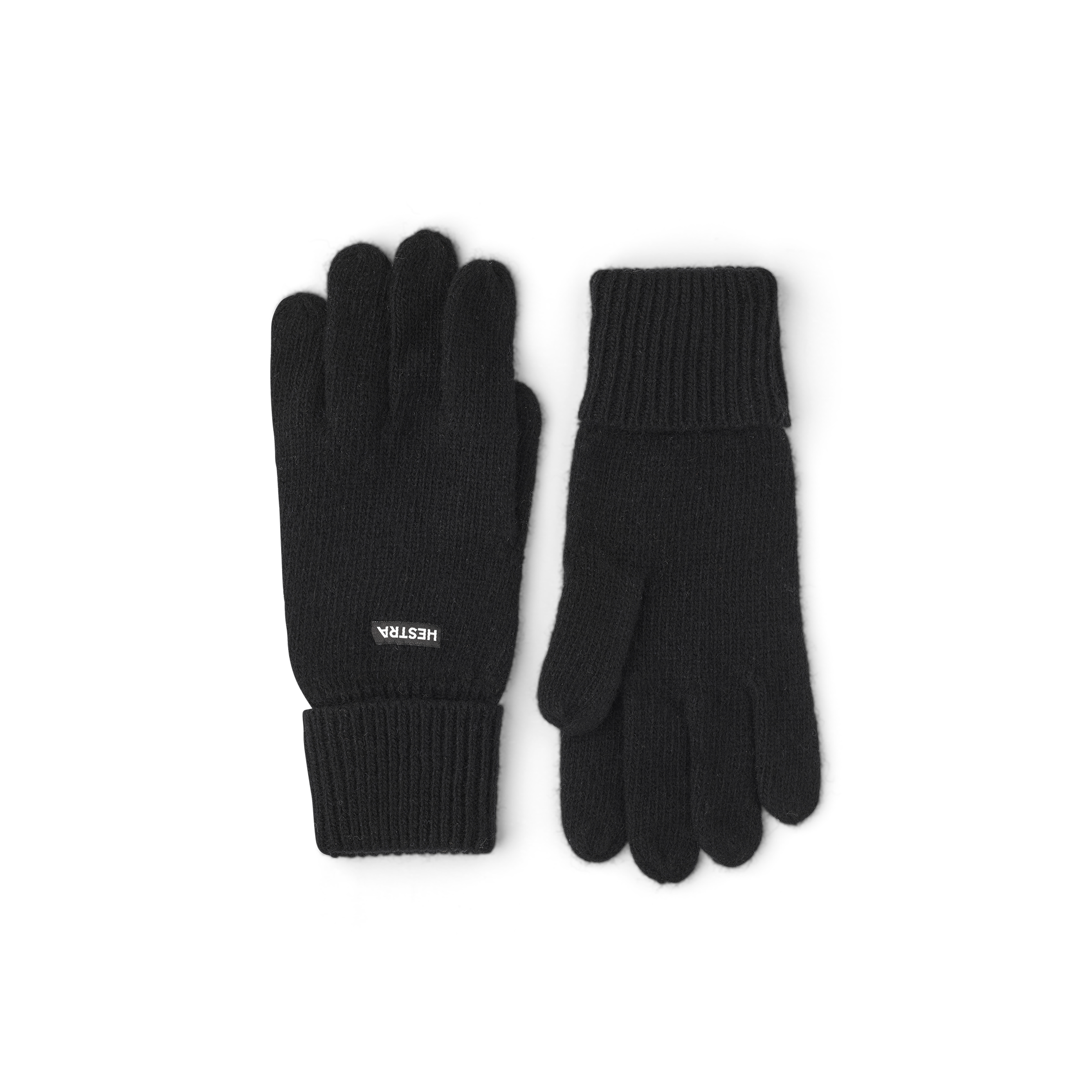 Black knitted glove in wool and cashmere mix