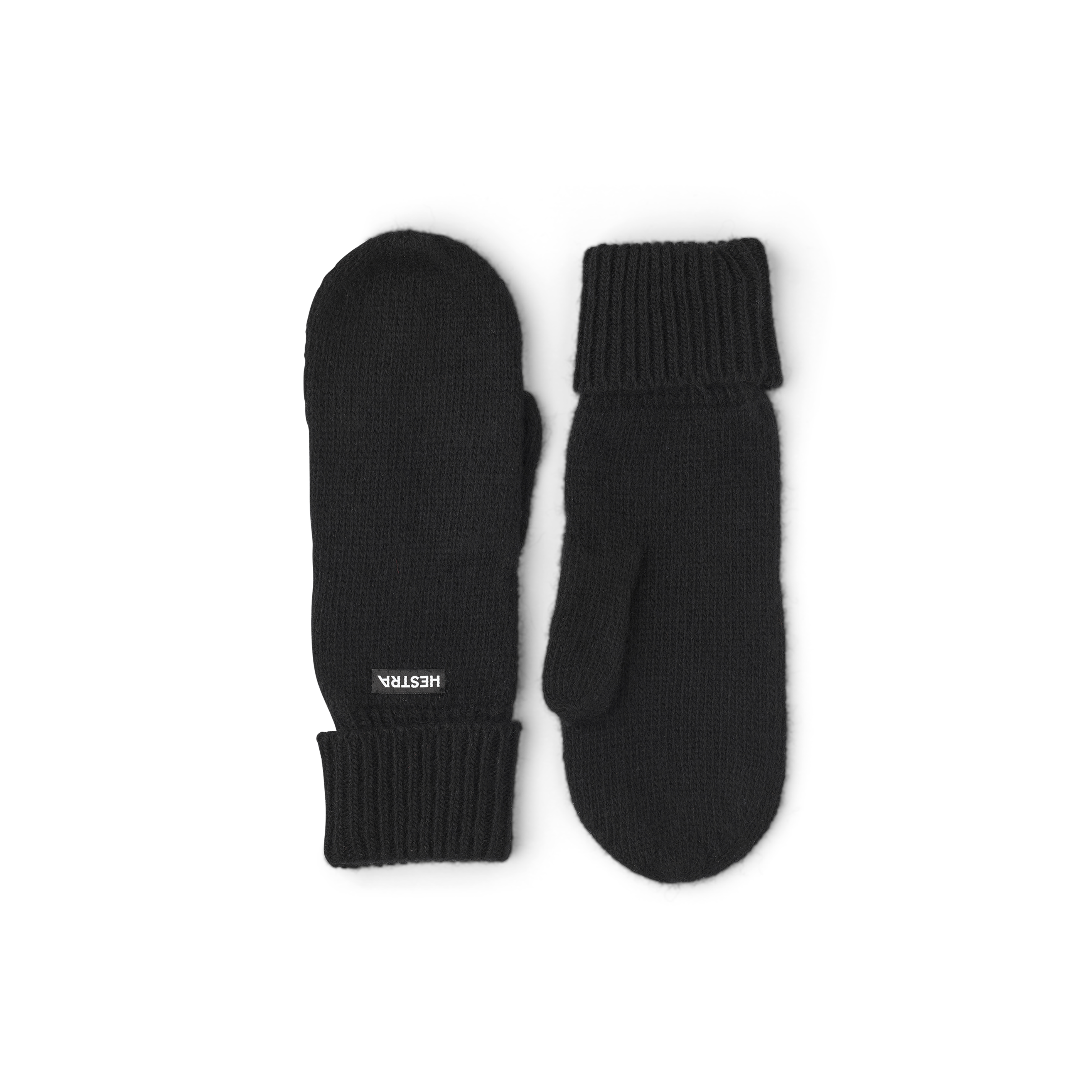 Black knitted mitten in wool and cashmere mix