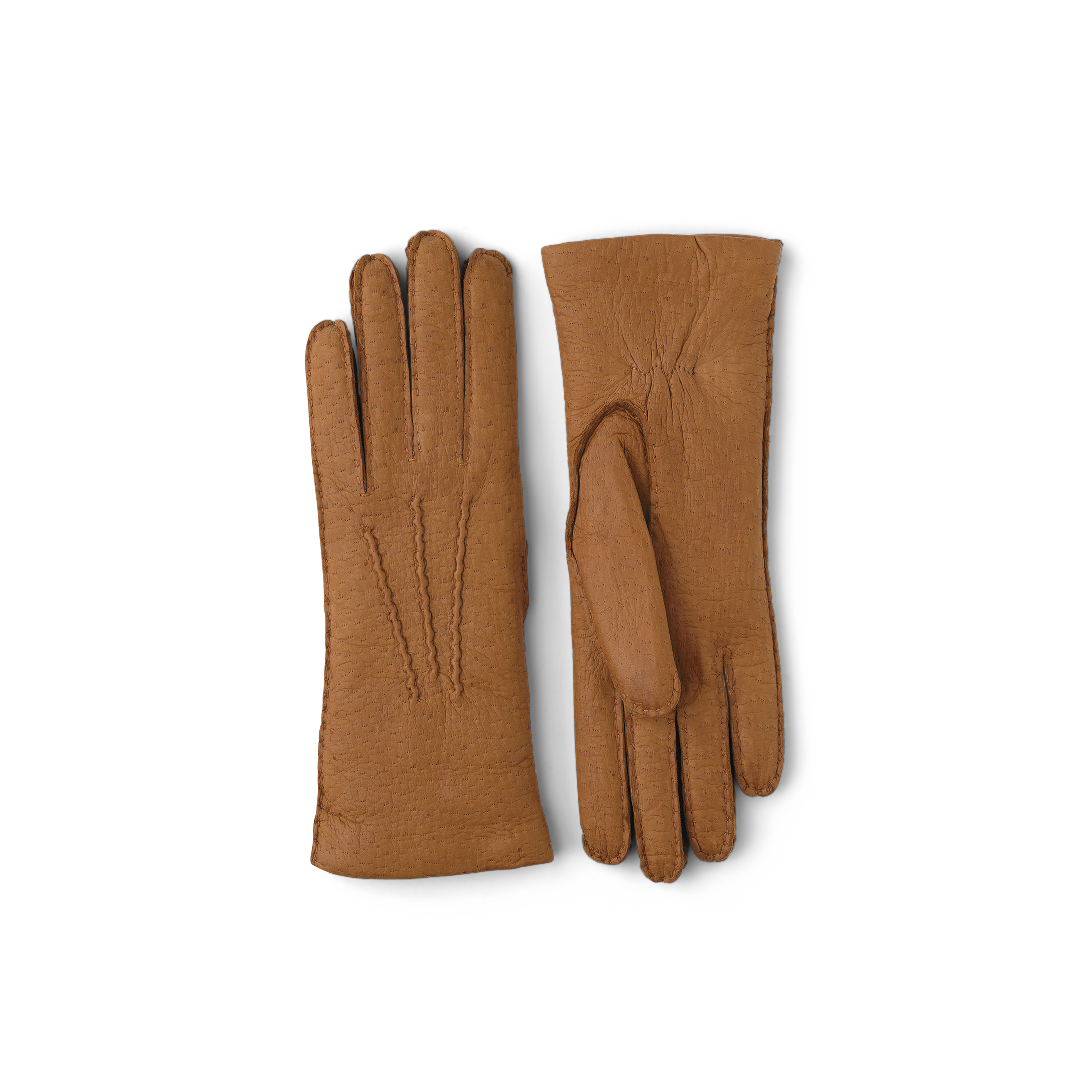Light brown hand-sewn peccary leather glove