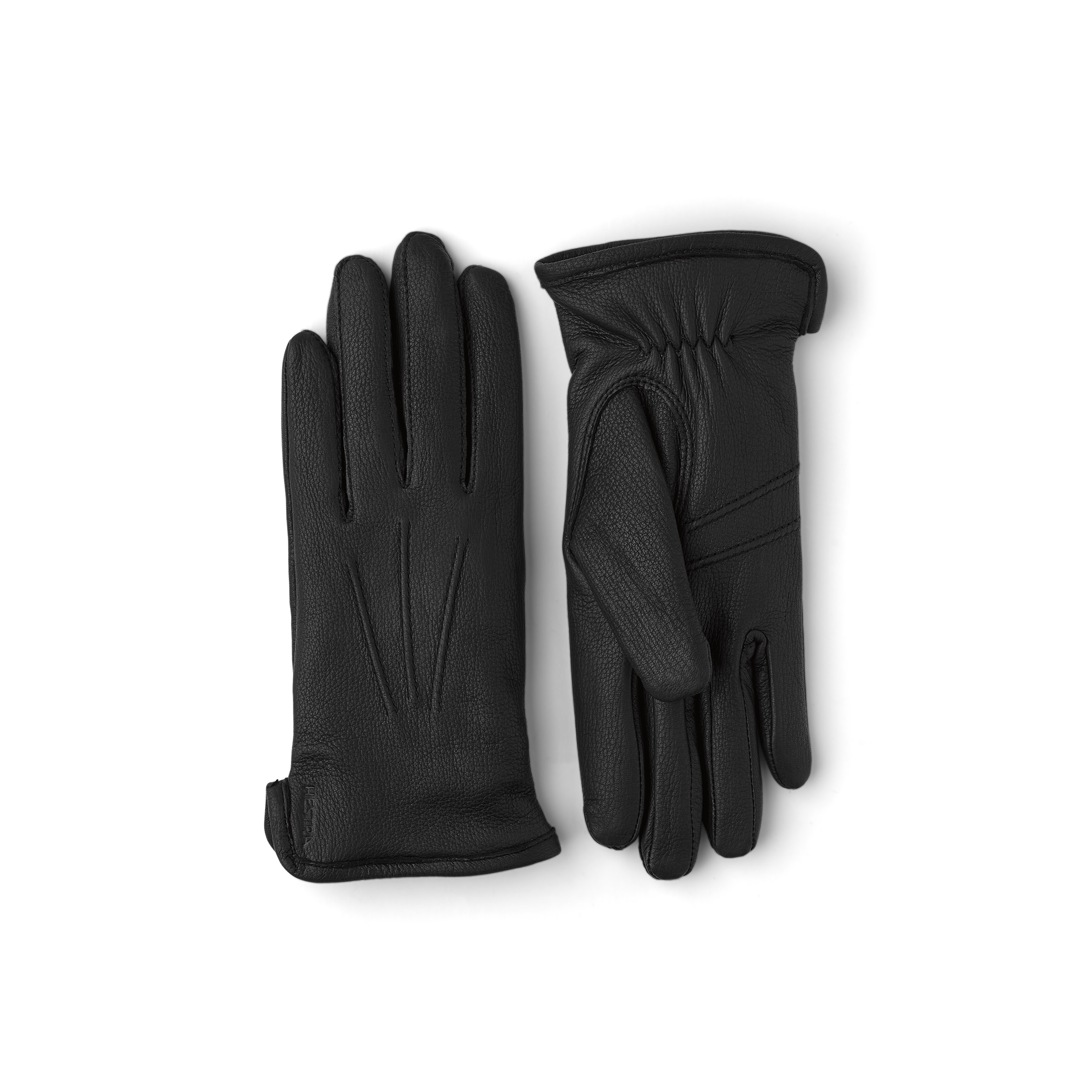 Black machine-sewn deerskin glove