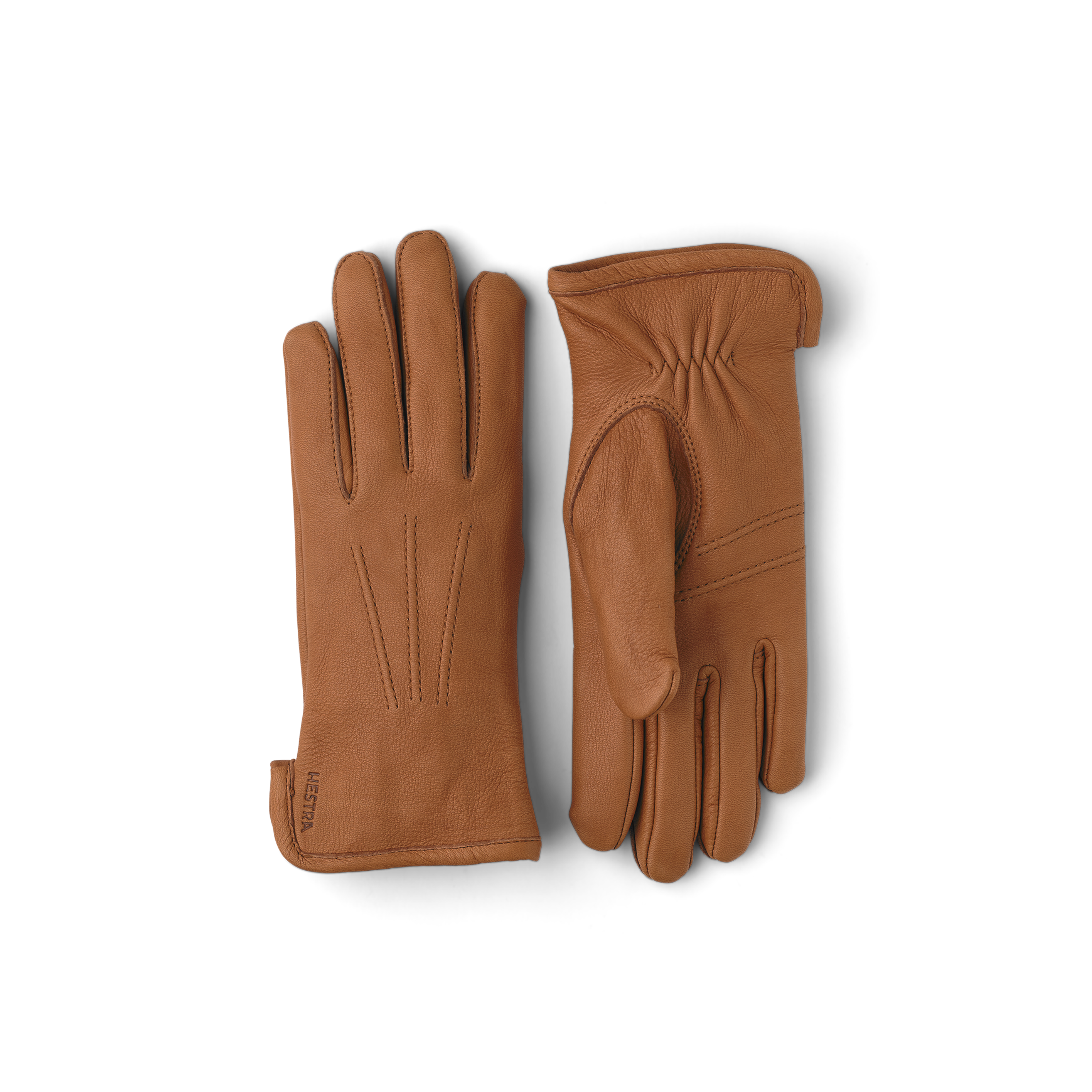 Light brown machine-sewn deerskin glove