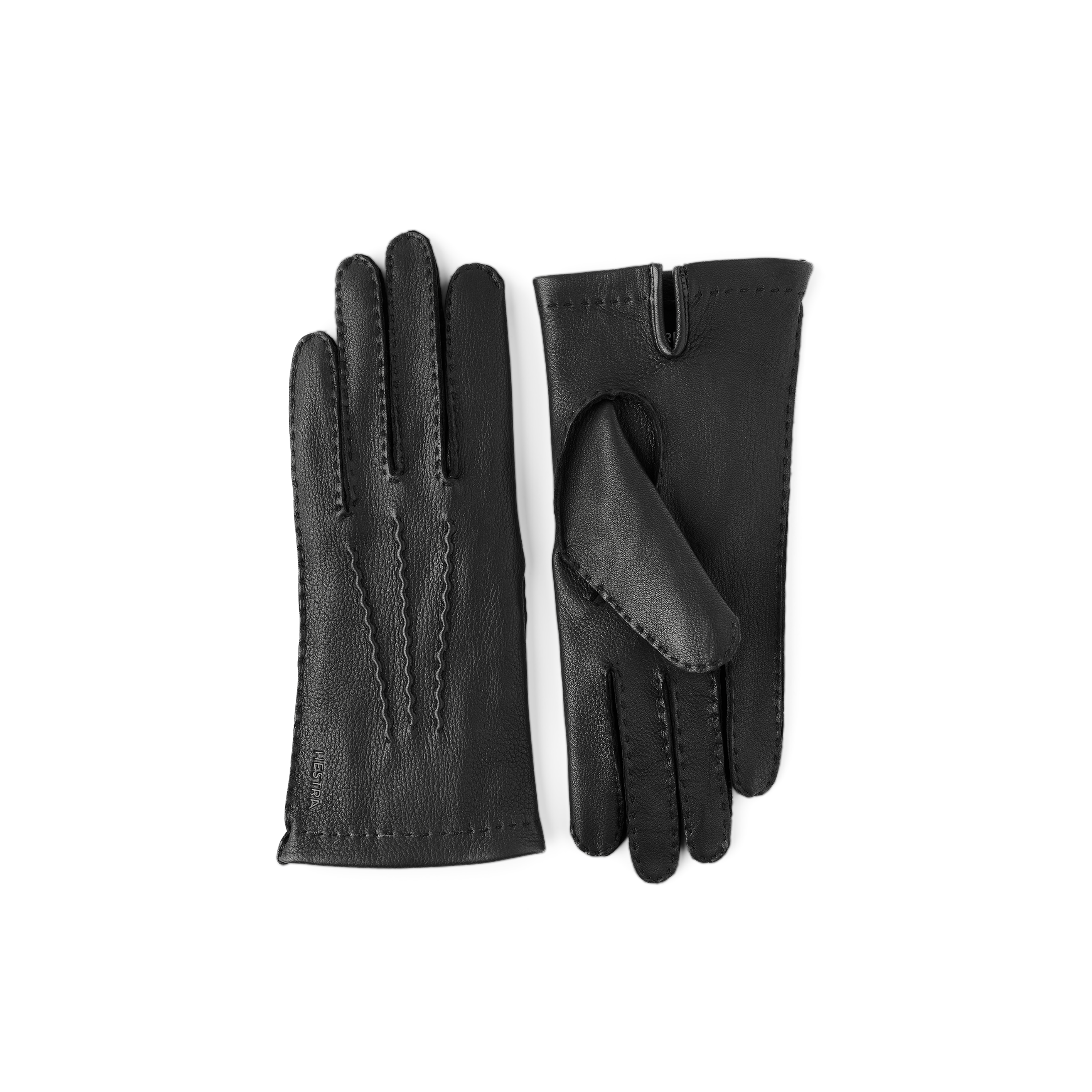 Black hand-sewn deerskin glove