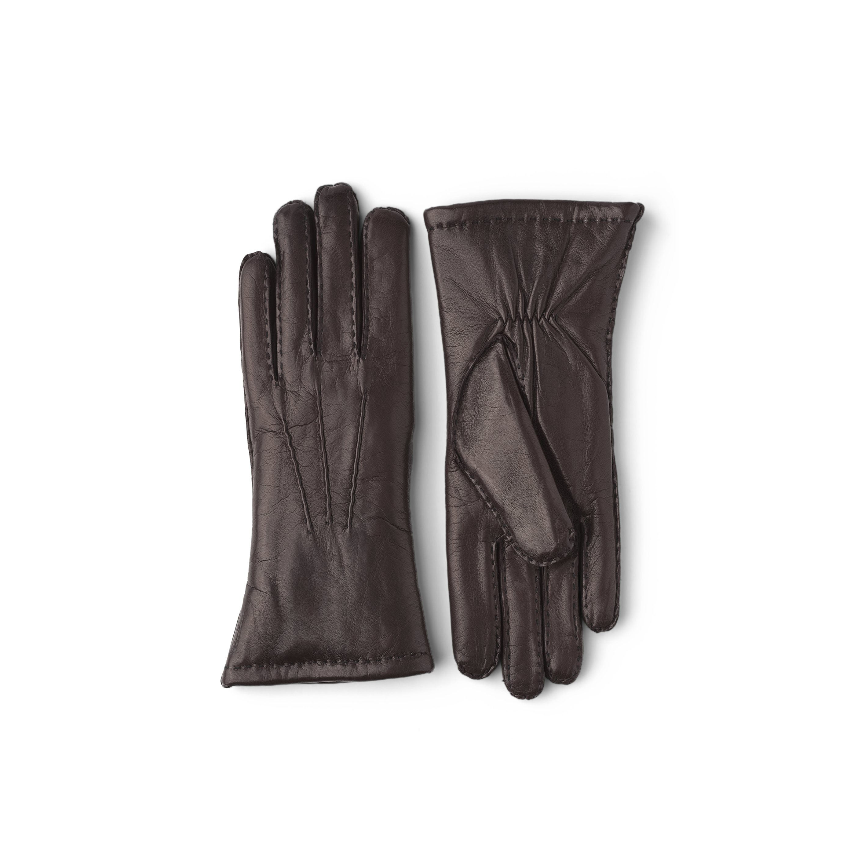 Dark brown hand-sewn hairsheep leather glove
