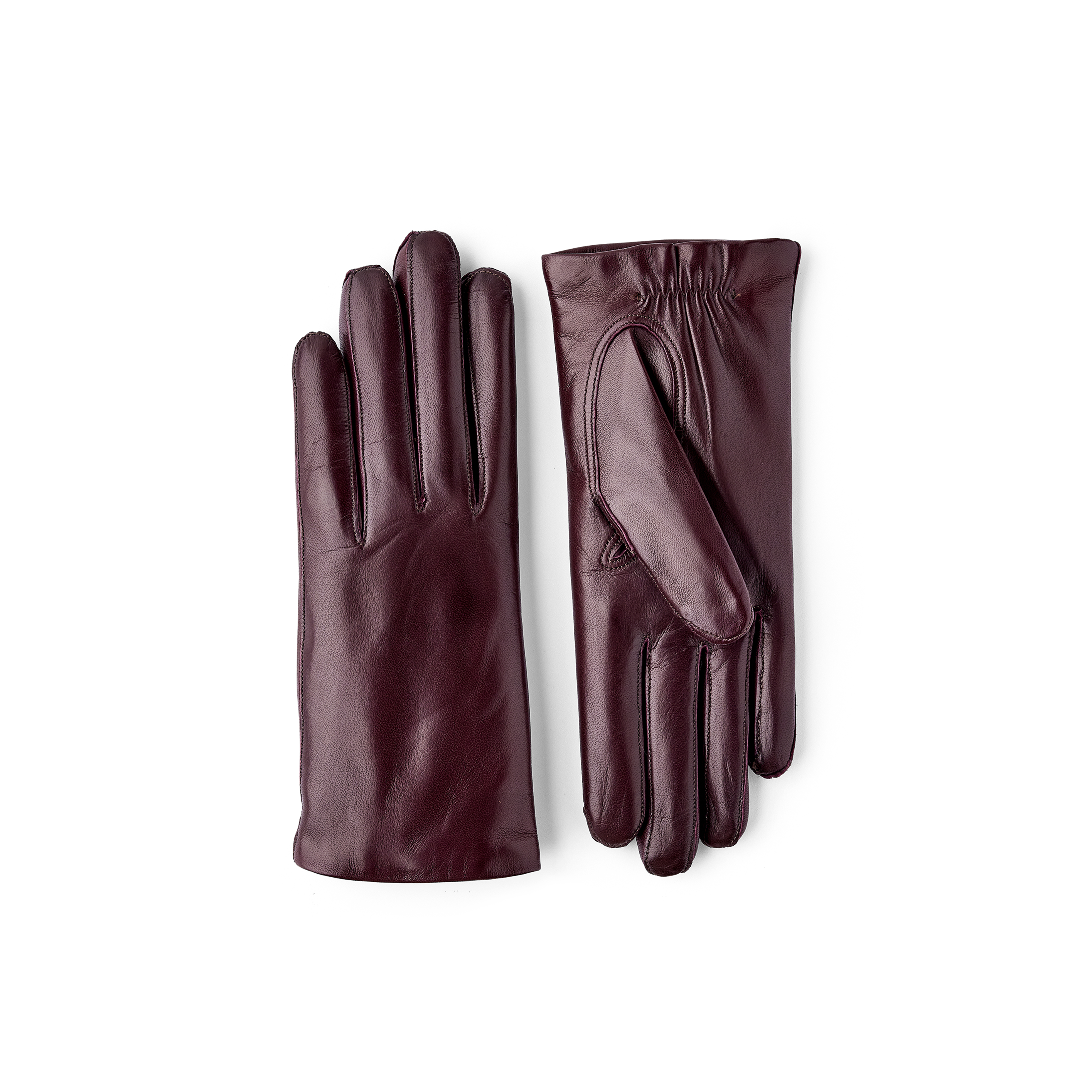 Wine red machine-sewn hairsheep leather glove