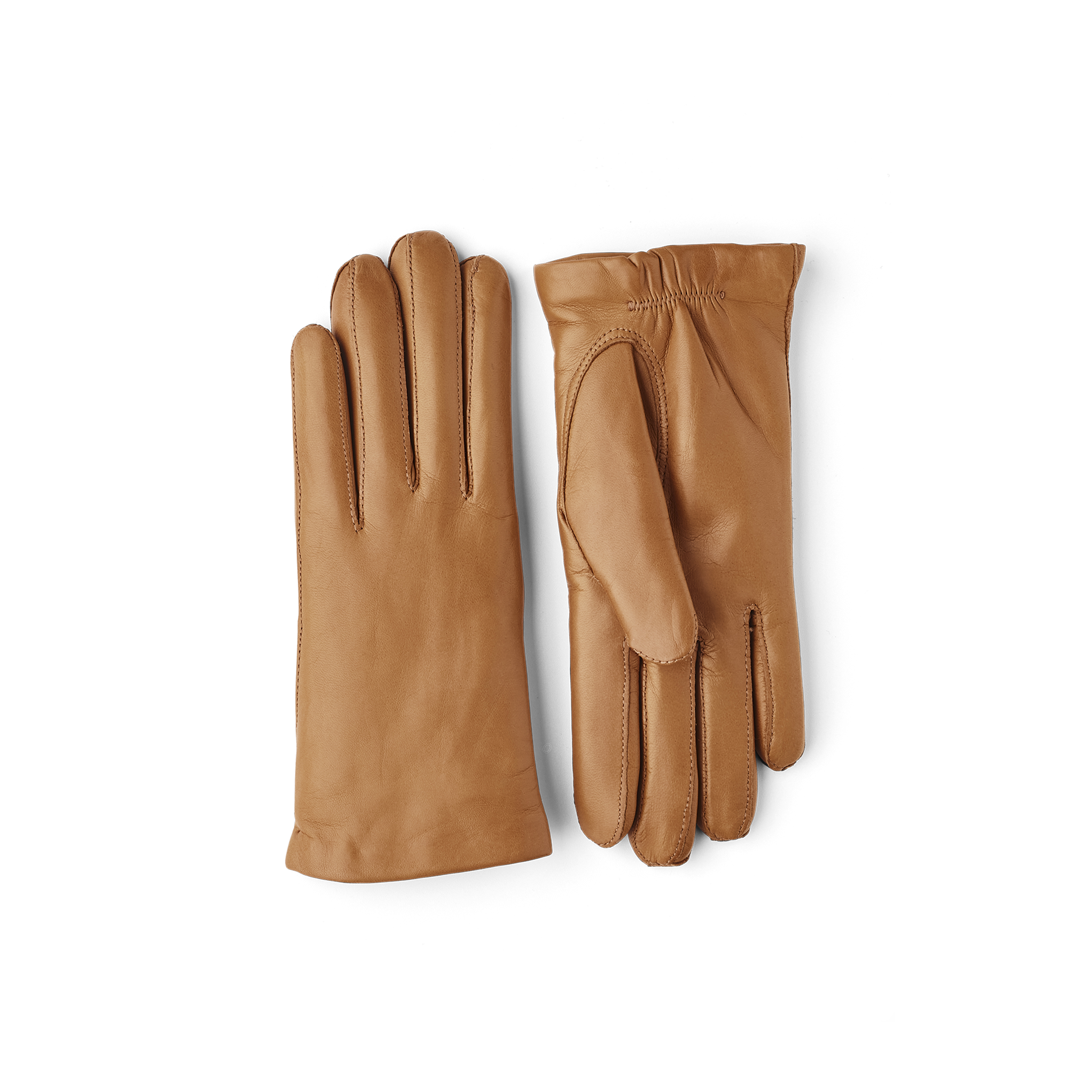 Light brownish-yellow machine-sewn hairsheep leather glove