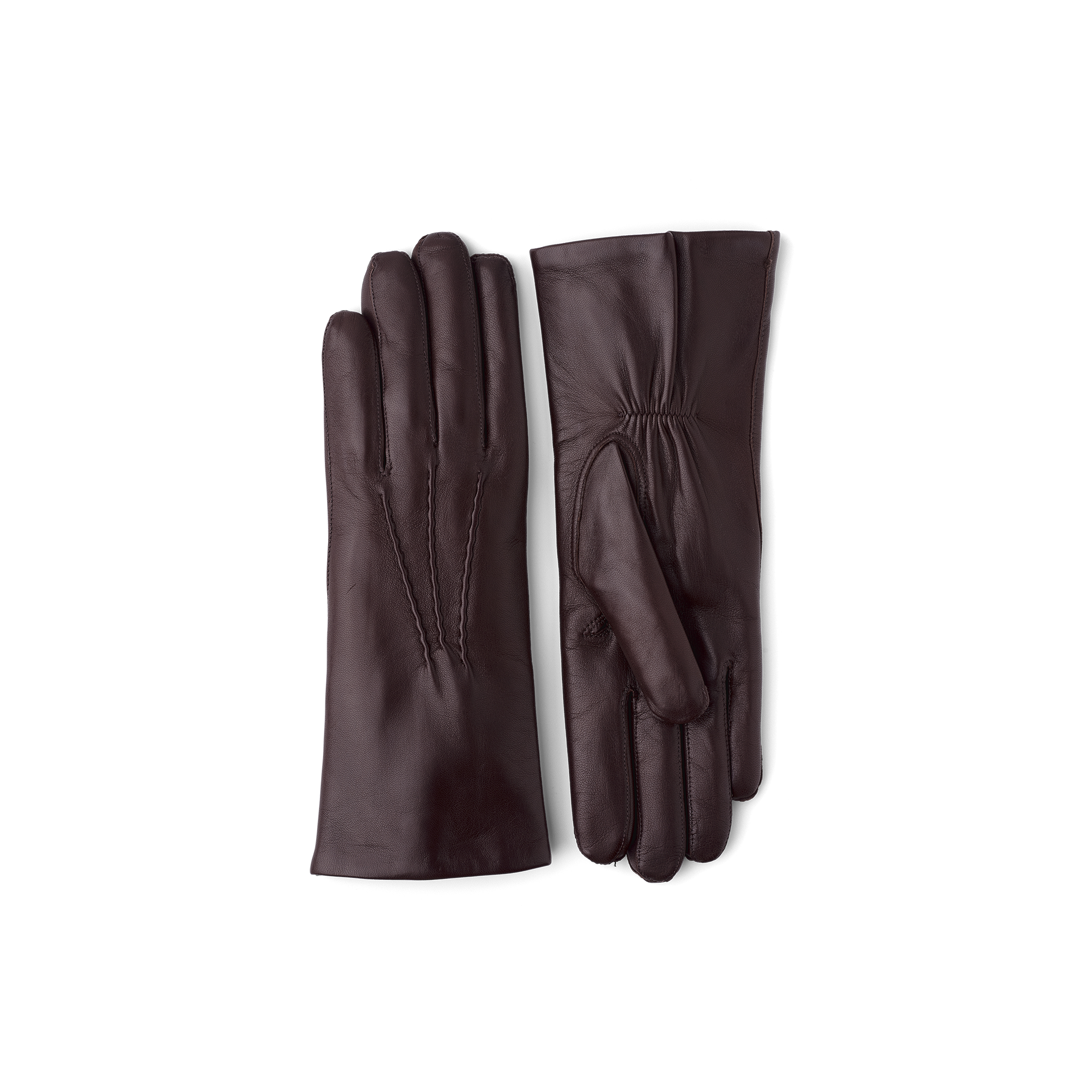 Brown machine-sewn hairsheep leather glove