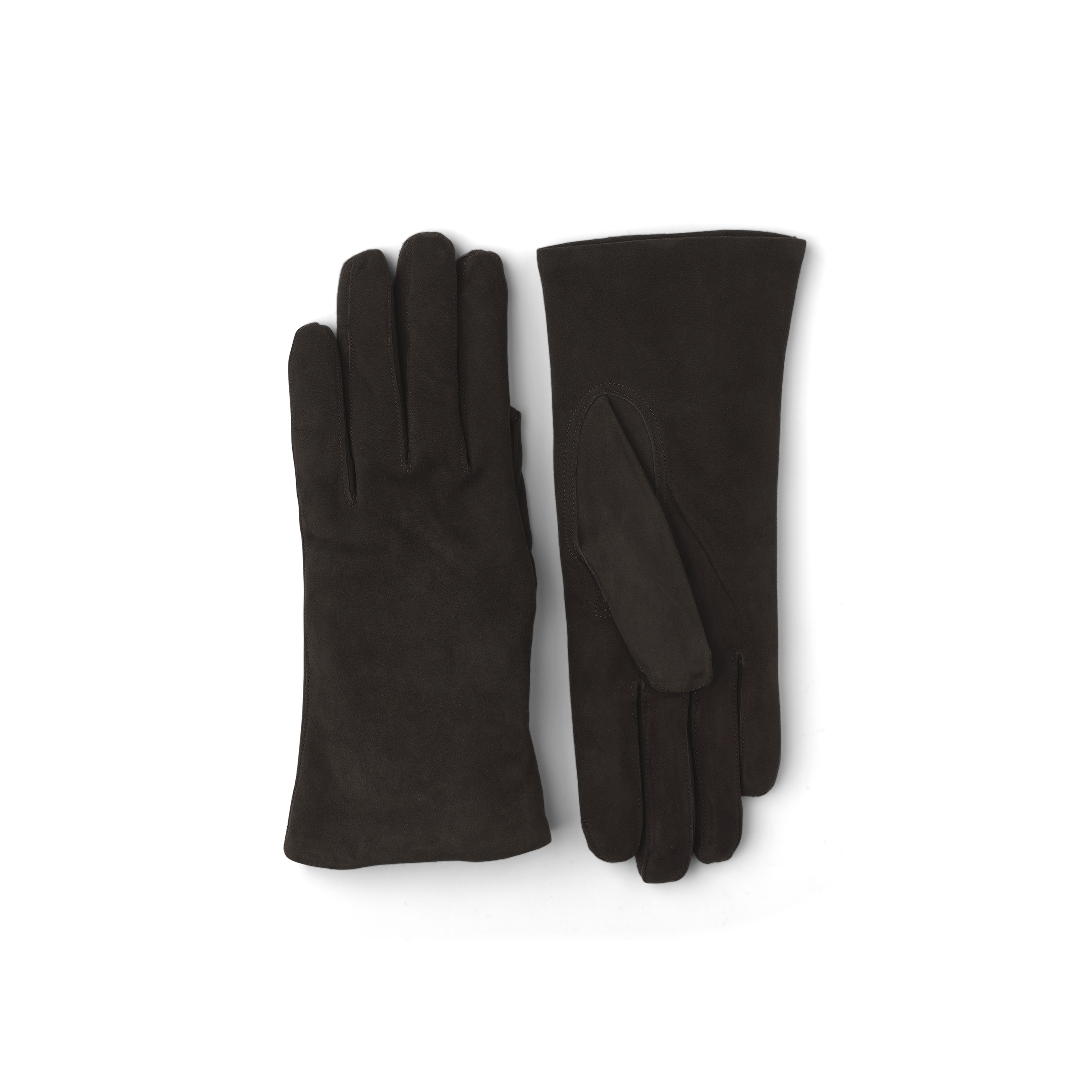 Dark brown machine-sewn suede glove
