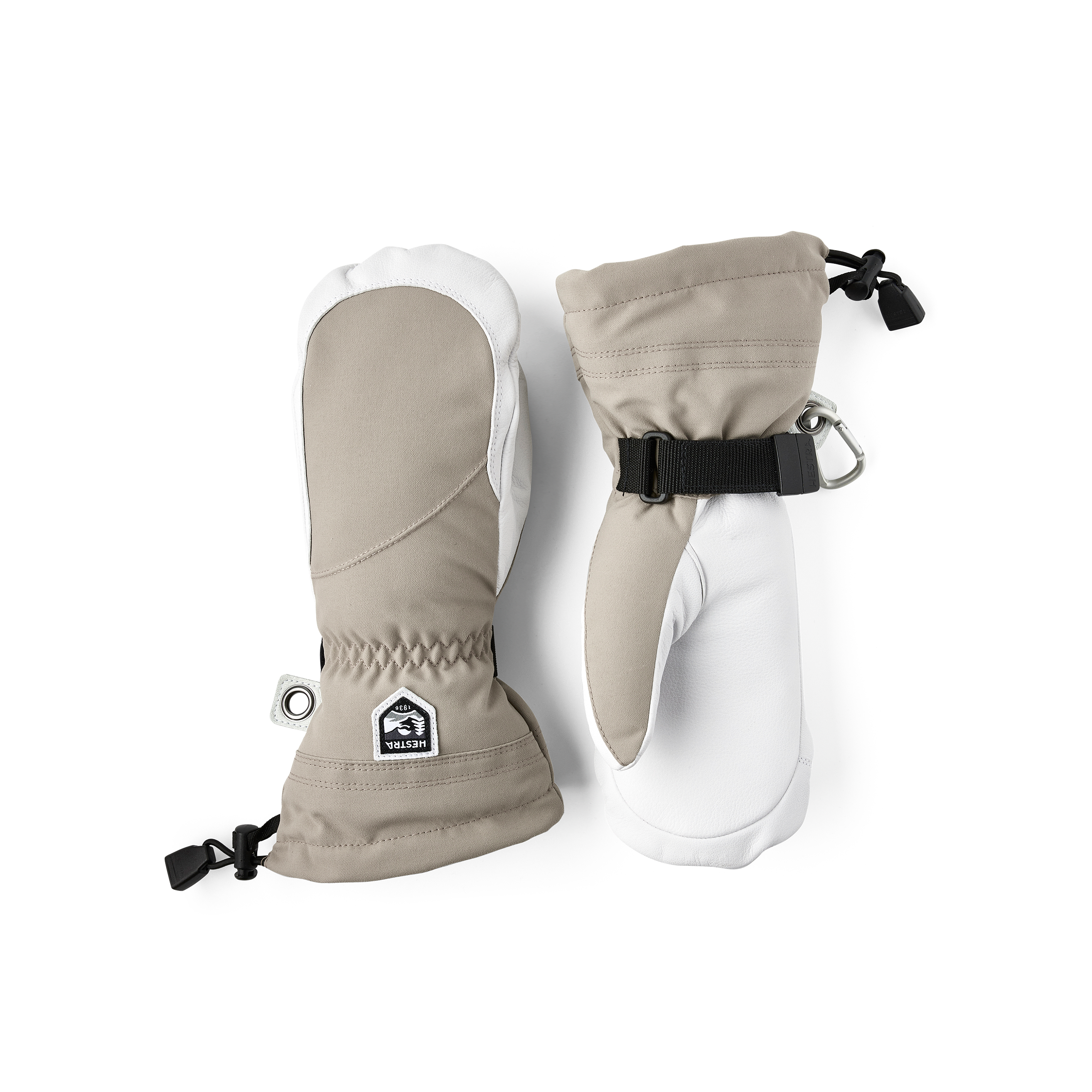 Light purple mitten with white goat leather palm