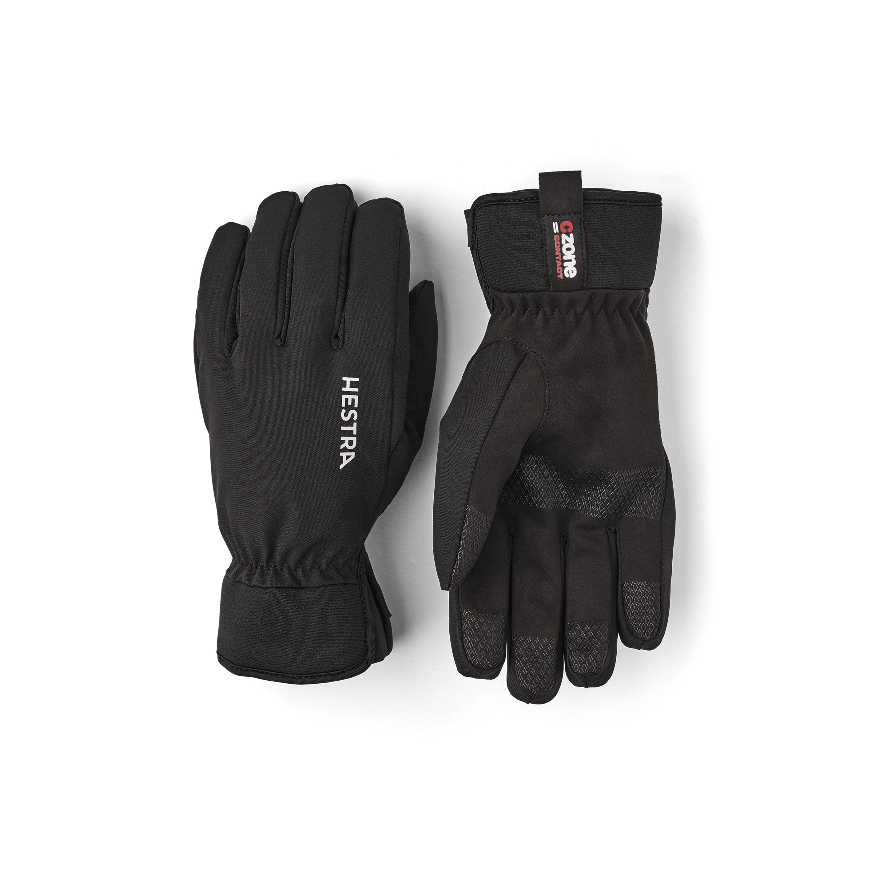 Black fabric outdoor glove with black synthetic suede palm