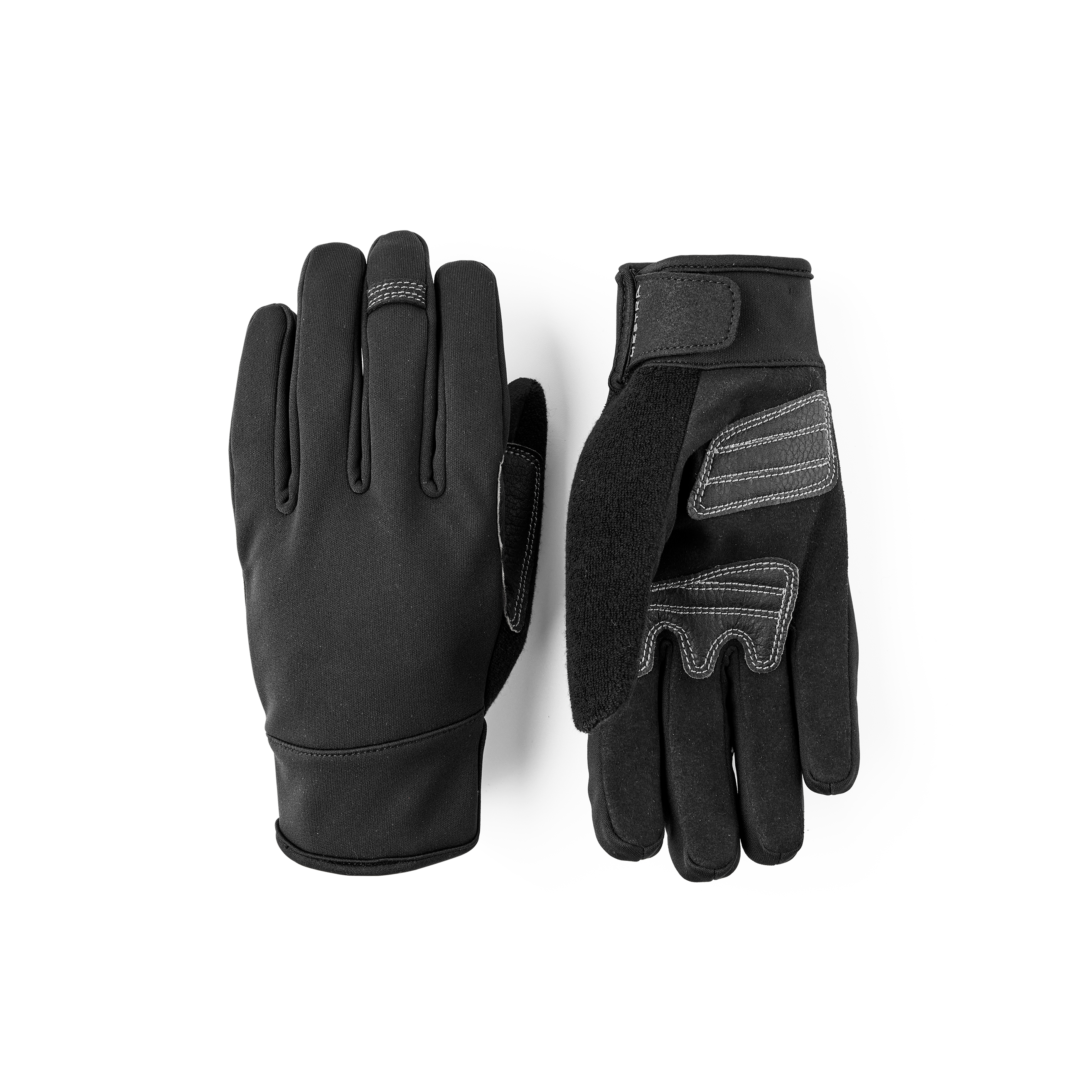 Black fabric and synthetic suede outdoor glove