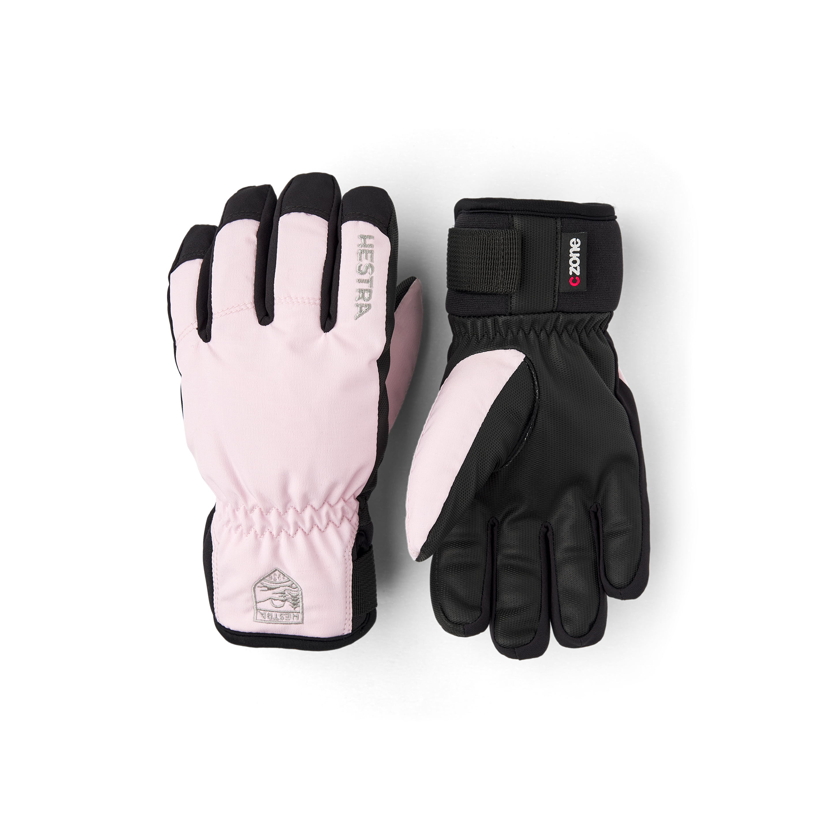 Light pink fabric children’s glove with black palm