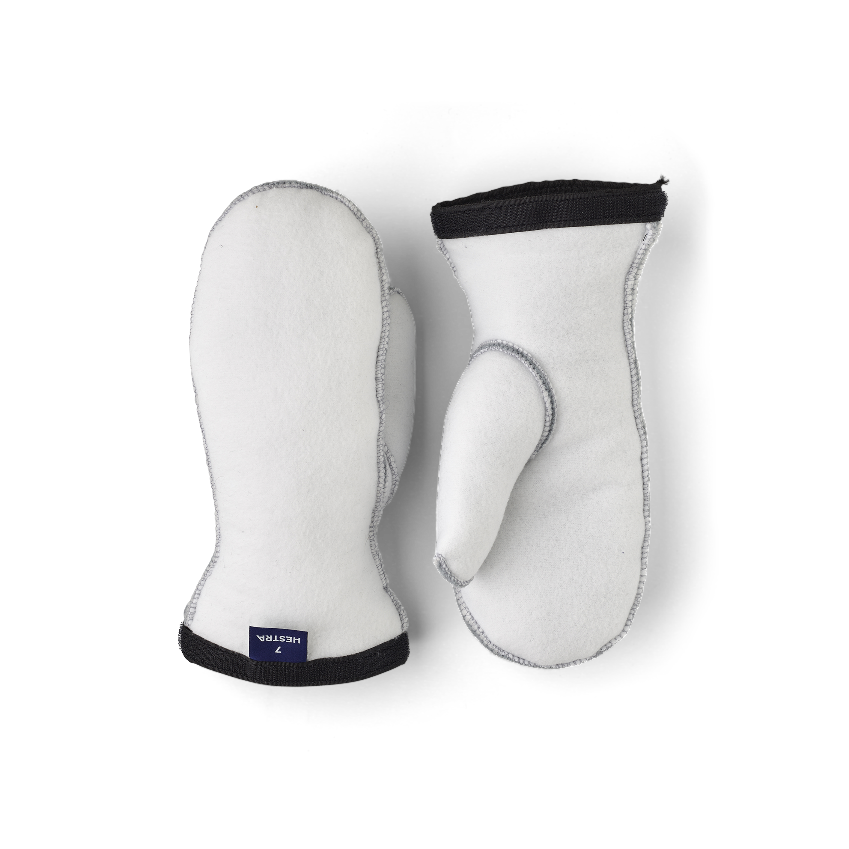 White machine-sewn liner mitten