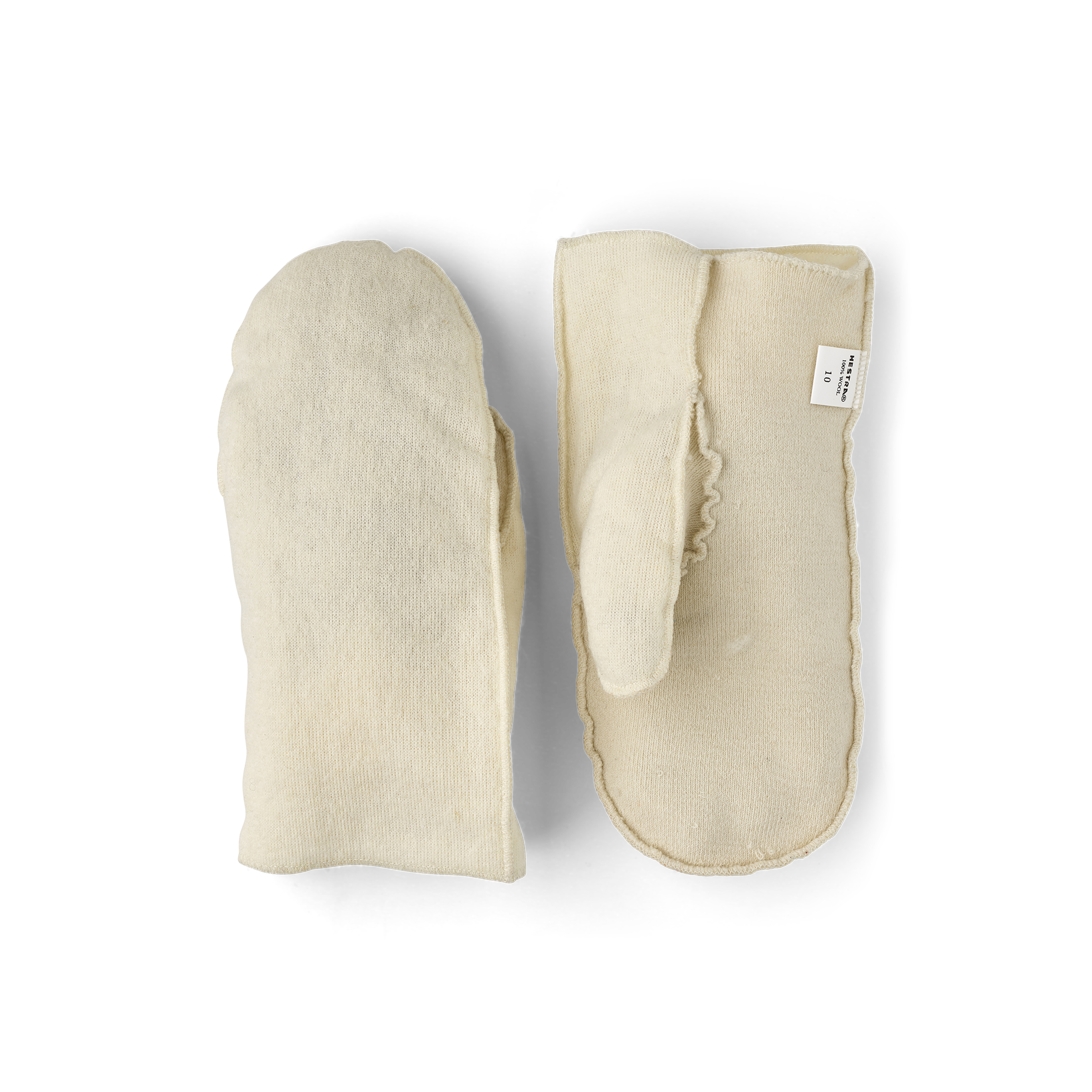 White machine-sewn liner mitten