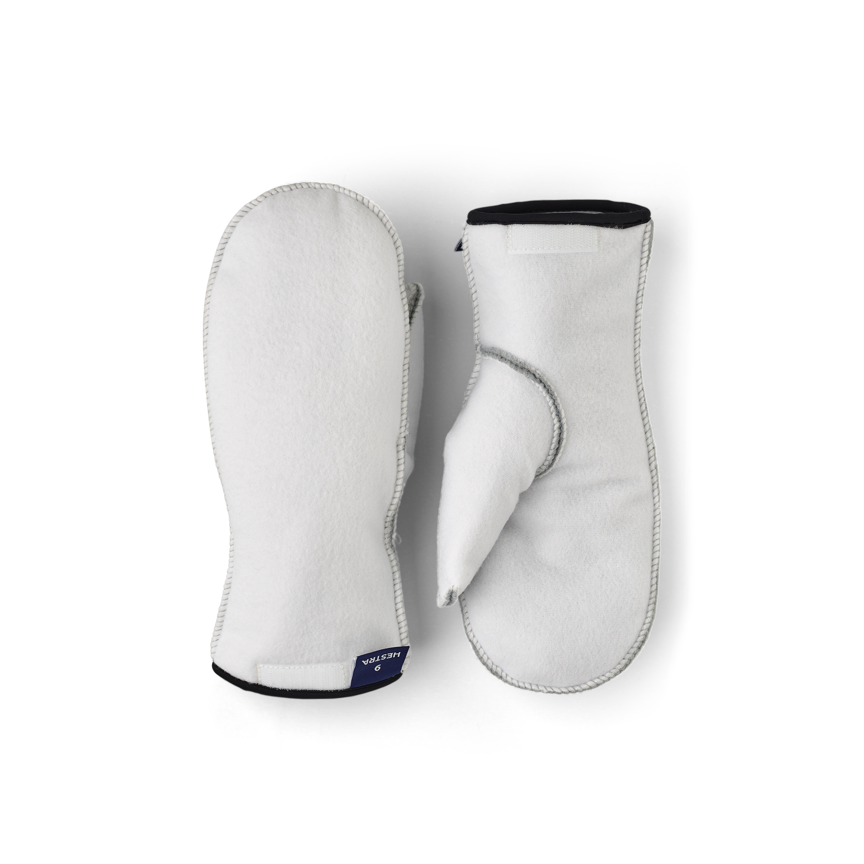 White machine-sewn liner mitten