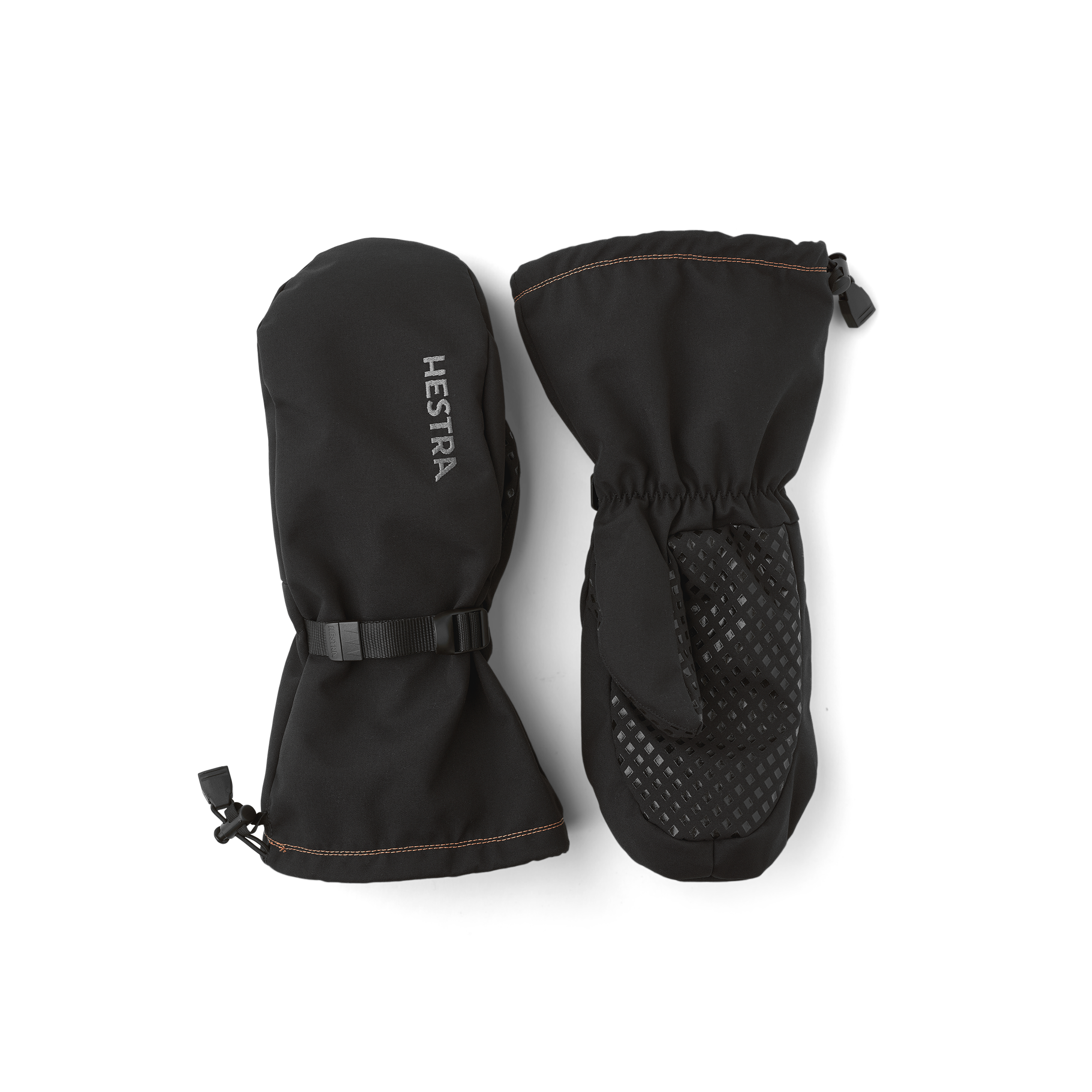 Black fabric shell glove with wrist adjustment